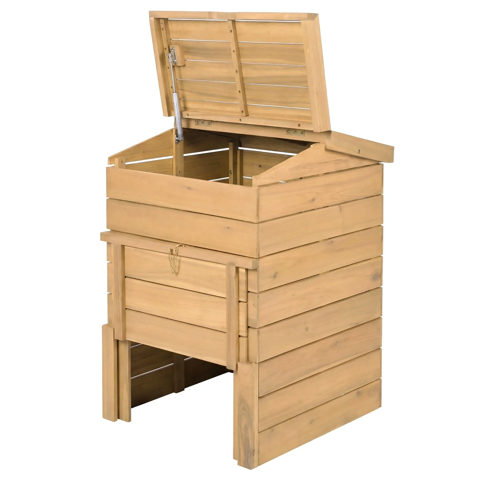 Goplus 48 Gallon Solid Wood Compost Bin w/Lockable Sliding Door and Flip-top Opening