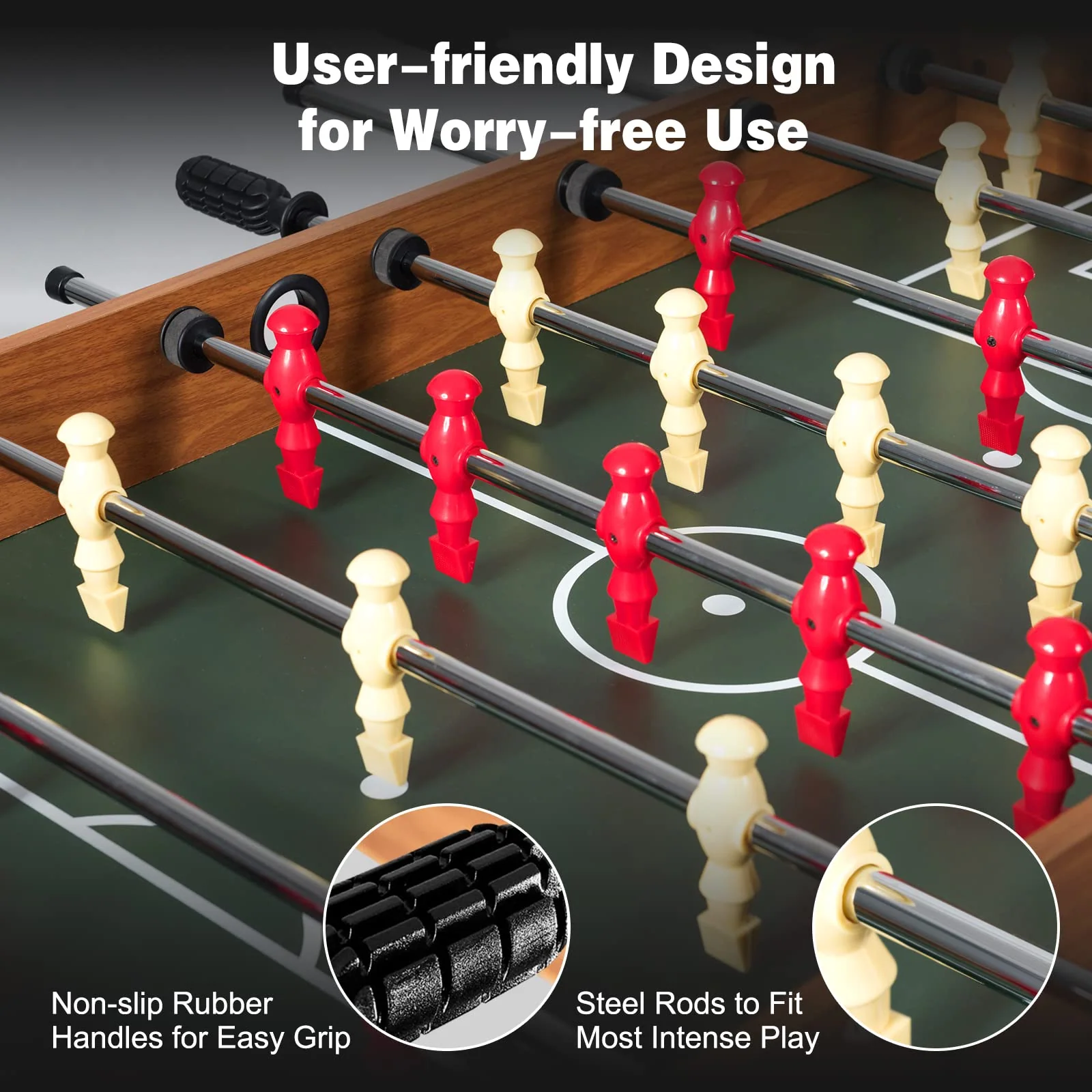 Goplus 48 Inch Game Table, 3-in-1 Combo Table Set w/ Adult Size Foosball Table - Image 5