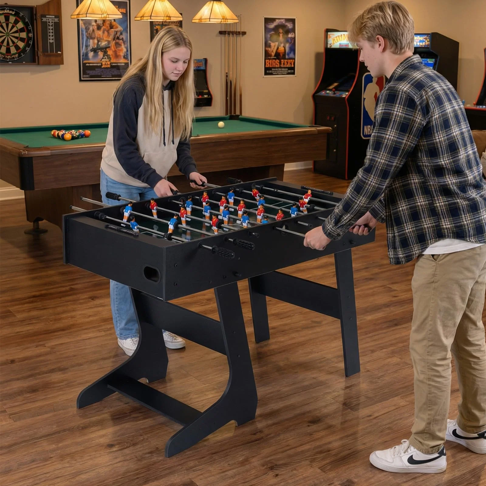 Goplus 48inch Full Competition Size Freestanding Soccer Game Table with 22 Players 2 Balls - Image 10