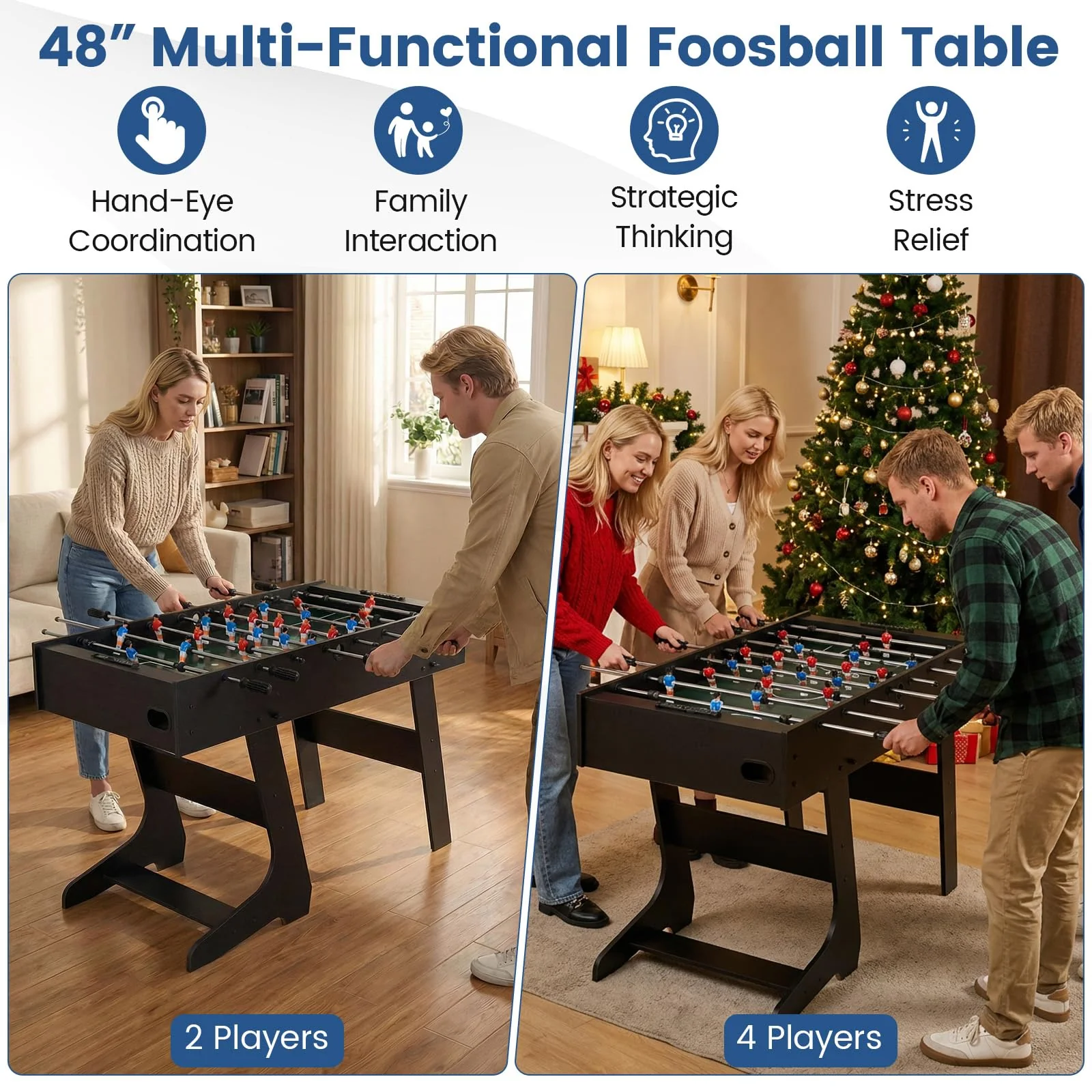 Goplus 48inch Full Competition Size Freestanding Soccer Game Table with 22 Players 2 Balls - Image 3