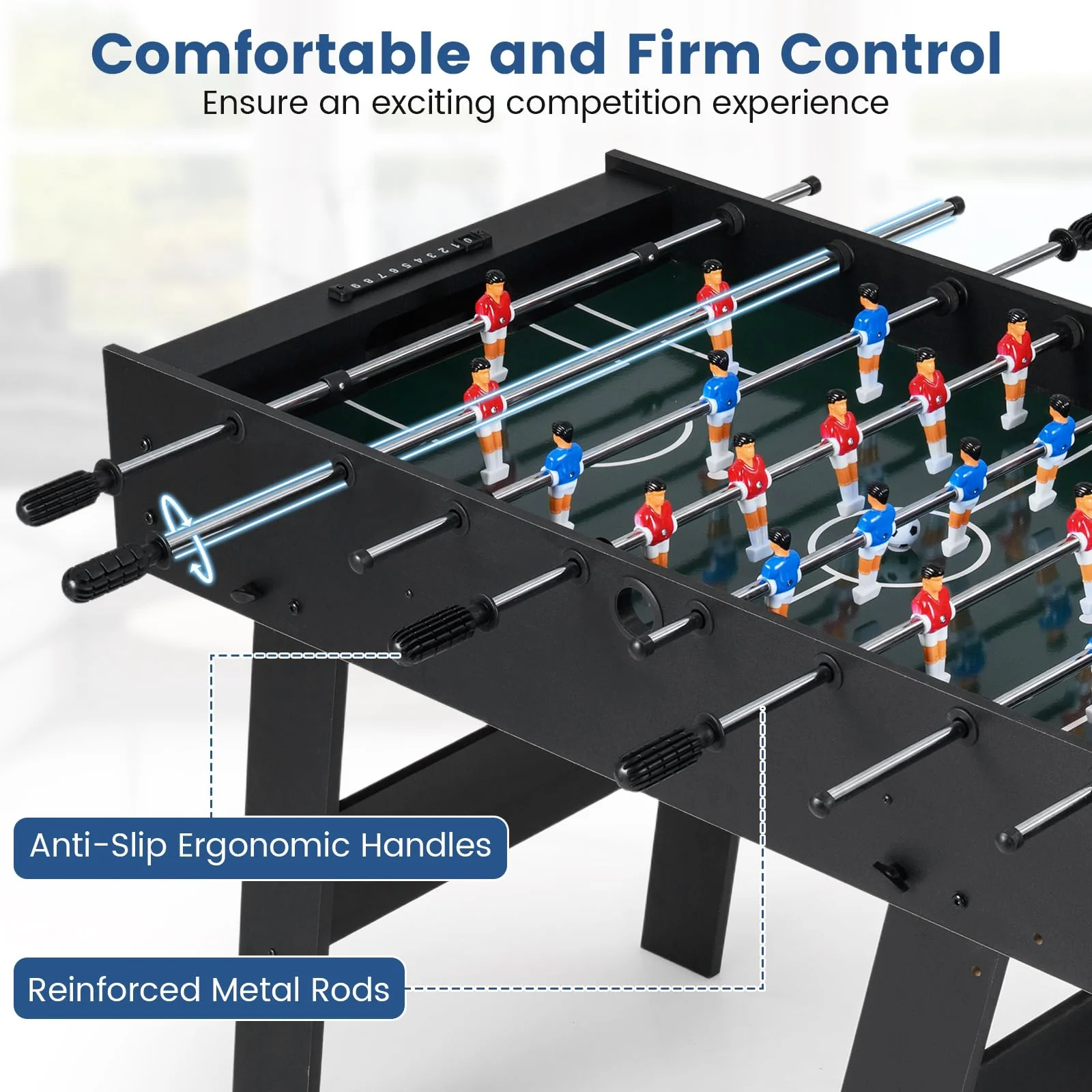 Goplus 48inch Full Competition Size Freestanding Soccer Game Table with 22 Players 2 Balls - Image 6
