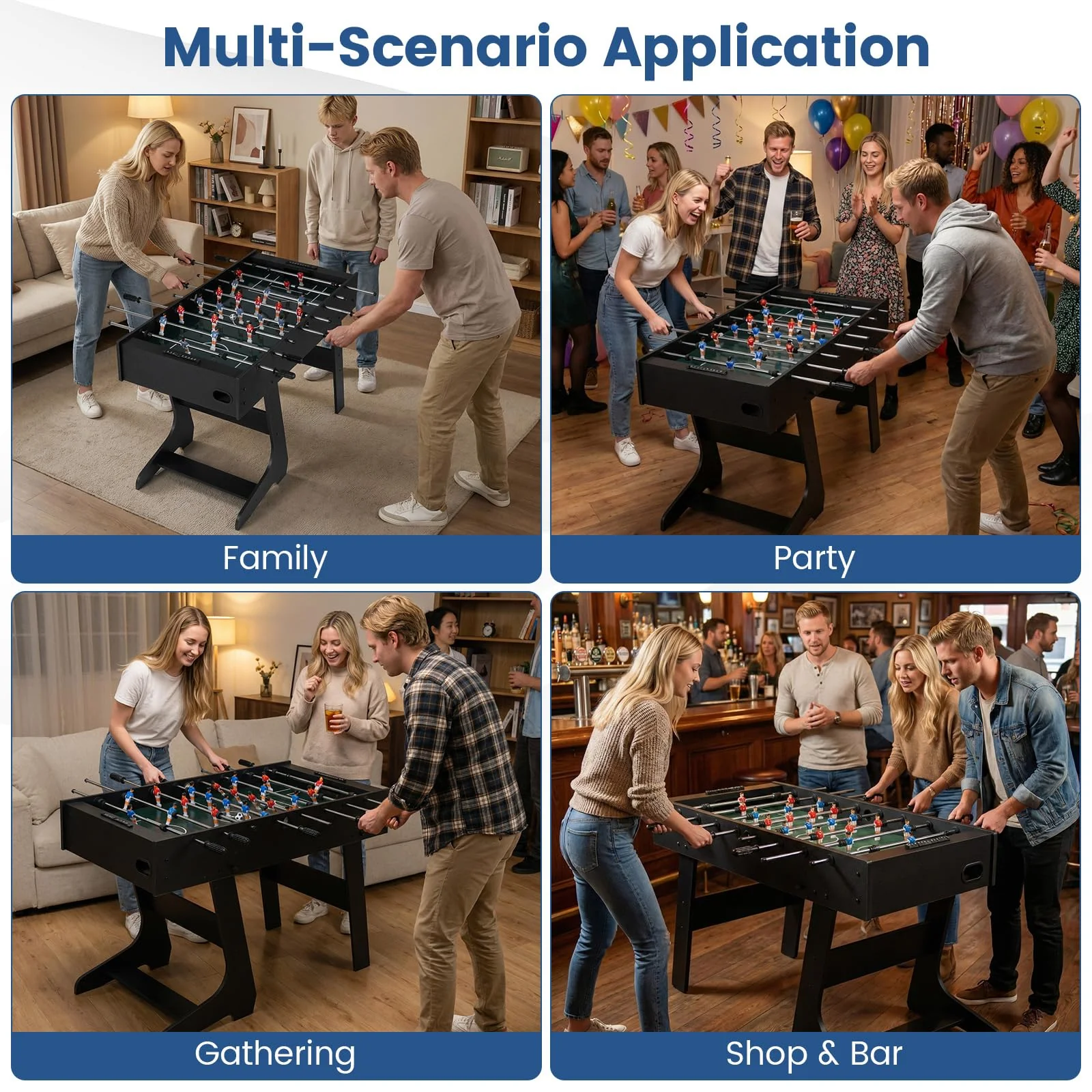 Goplus 48inch Full Competition Size Freestanding Soccer Game Table with 22 Players 2 Balls - Image 8