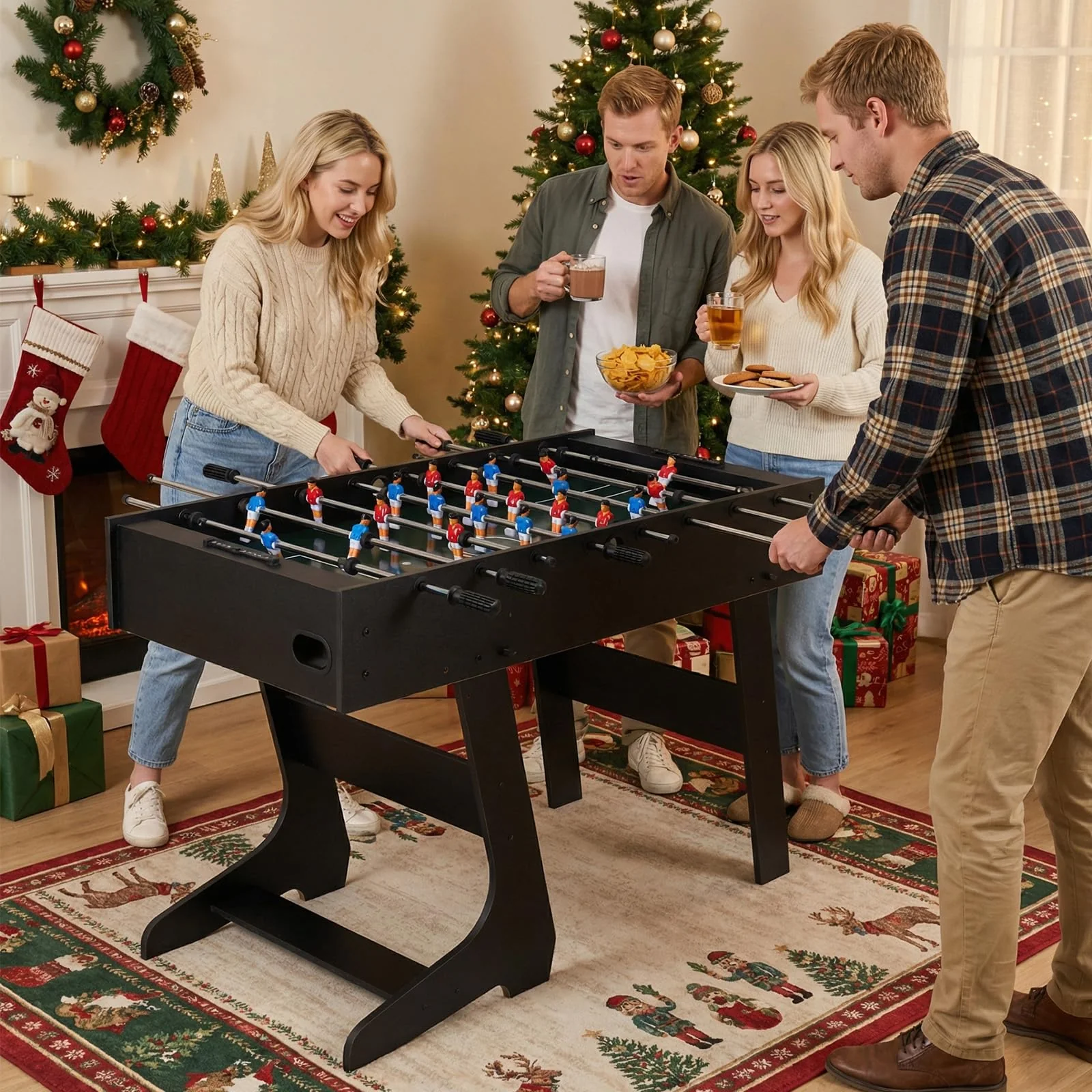 Goplus 48inch Full Competition Size Freestanding Soccer Game Table with 22 Players 2 Balls - Image 9