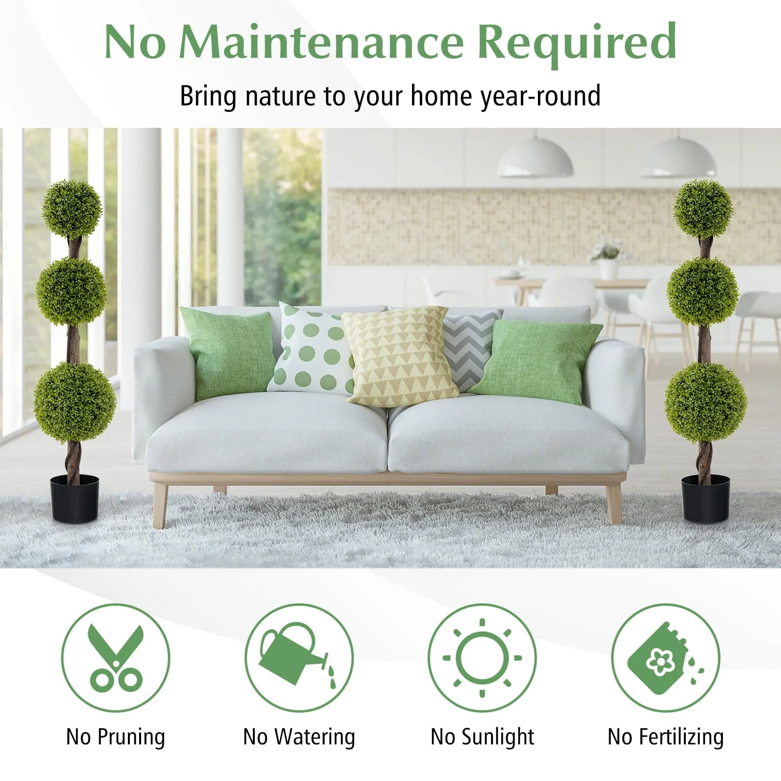 Goplus 4ft Artificial Boxwood Topiary Ball Tree, Faux Potted Plants Cypress Tree with Weighted Pot - Image 5