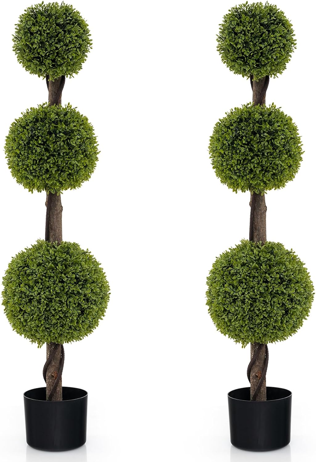 Goplus 4ft Artificial Boxwood Topiary Ball Tree, Faux Potted Plants Cypress Tree with Weighted Pot - Image 9