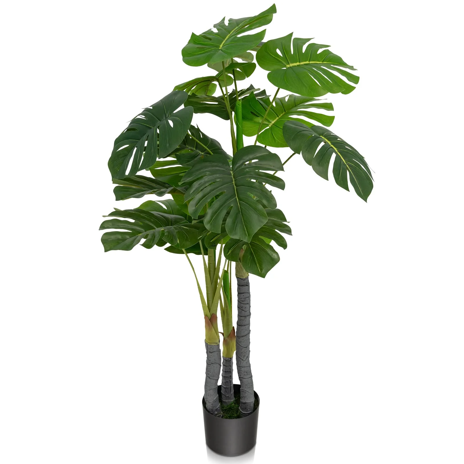 Goplus 4ft Artificial Monstera Deliciosa Plant, Fake Tropical Palm Tree with 20 Large Leaves
