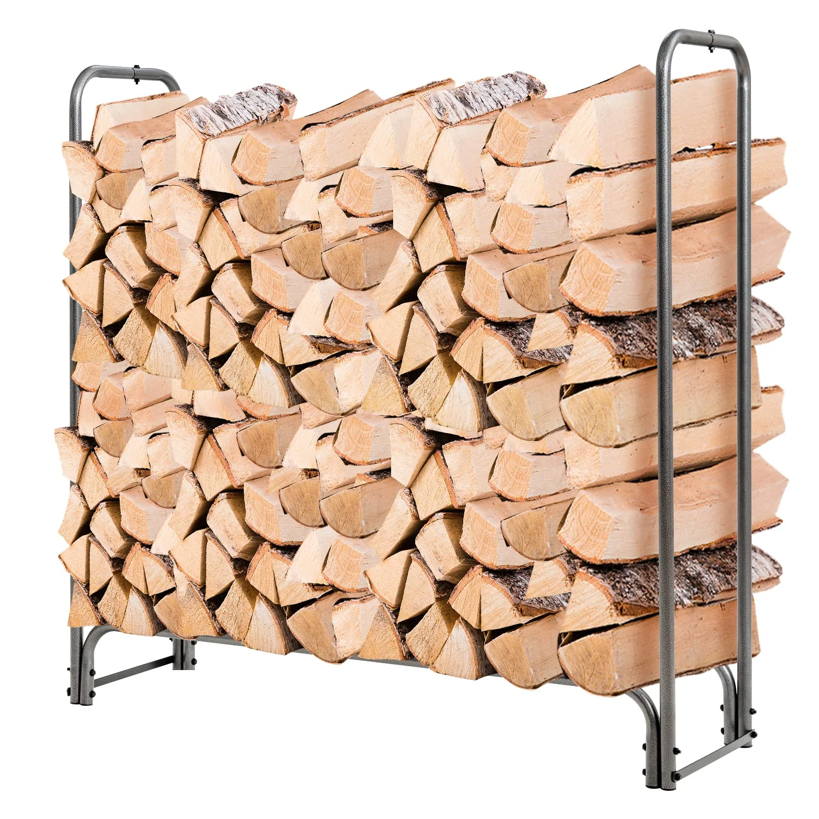 Goplus 4FT Firewood Rack Outdoor with Cover, Heavy Duty Firewood Log Holder - Image 9
