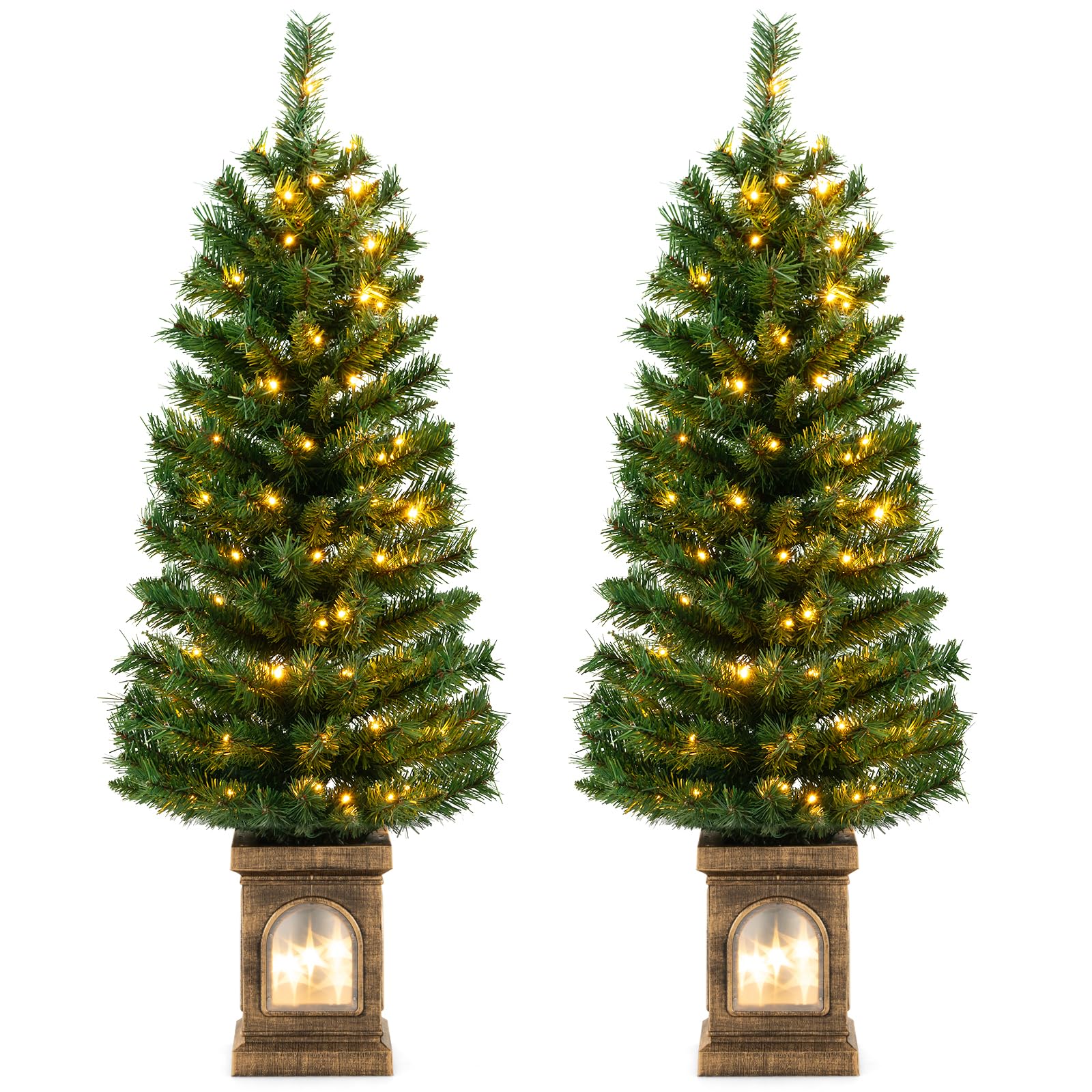 Goplus 4ft Pre-Lit Christmas Tree for Entrances