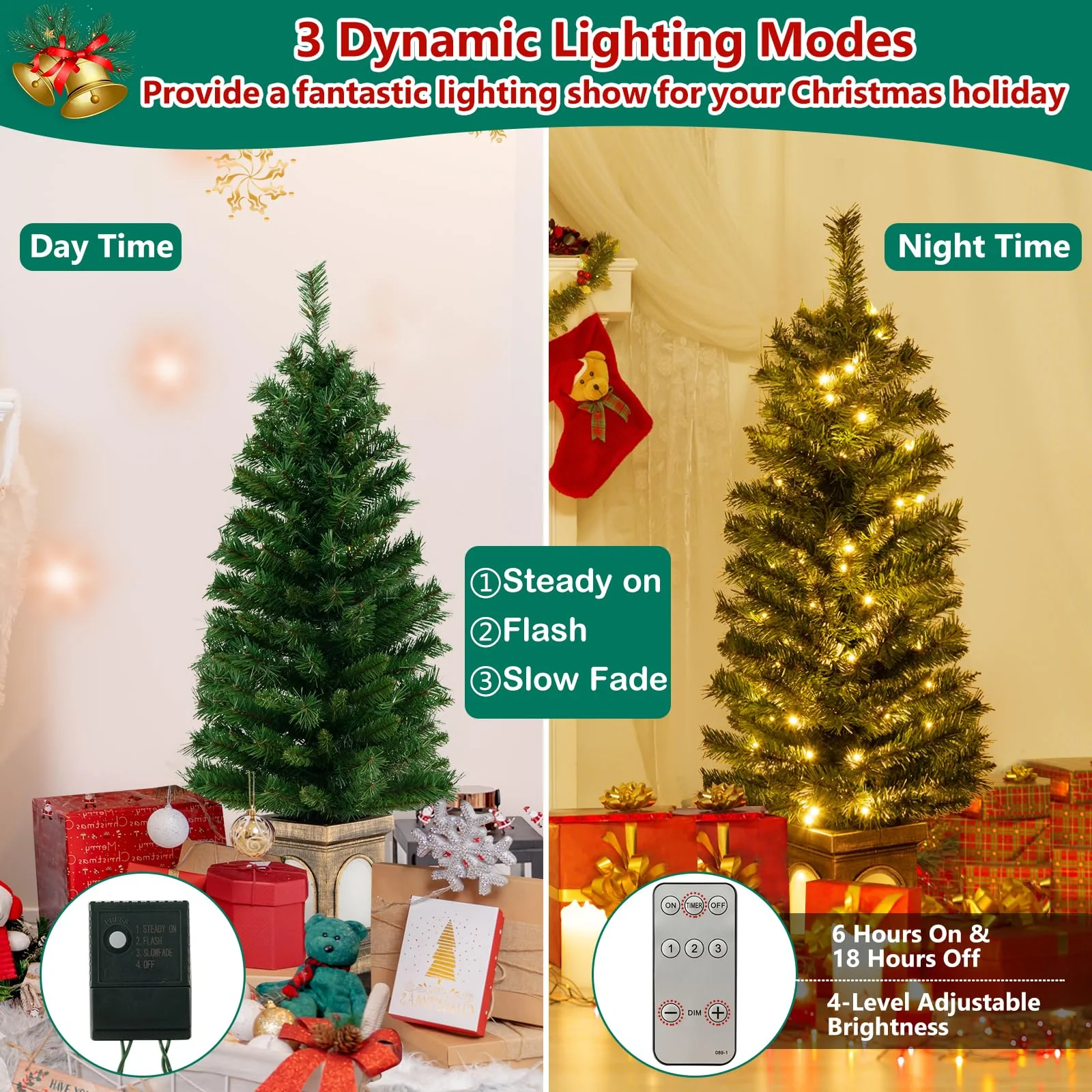 Goplus 4ft Pre-Lit Christmas Tree for Entrances - Image 4