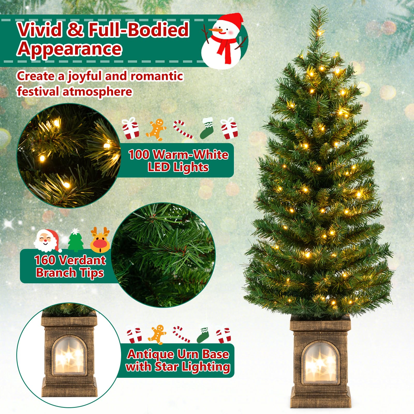Goplus 4ft Pre-Lit Christmas Tree for Entrances - Image 5