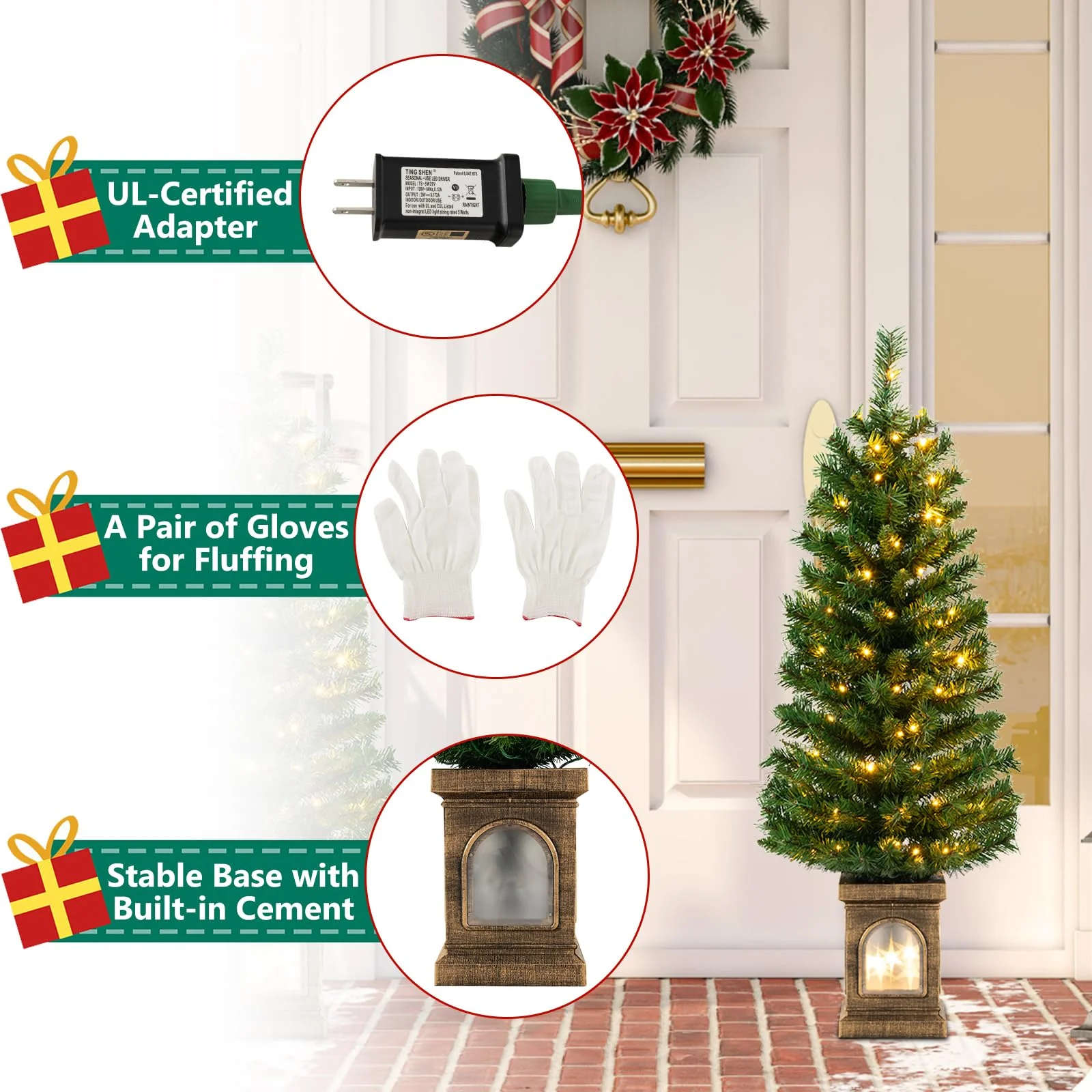 Goplus 4ft Pre-Lit Christmas Tree for Entrances - Image 7