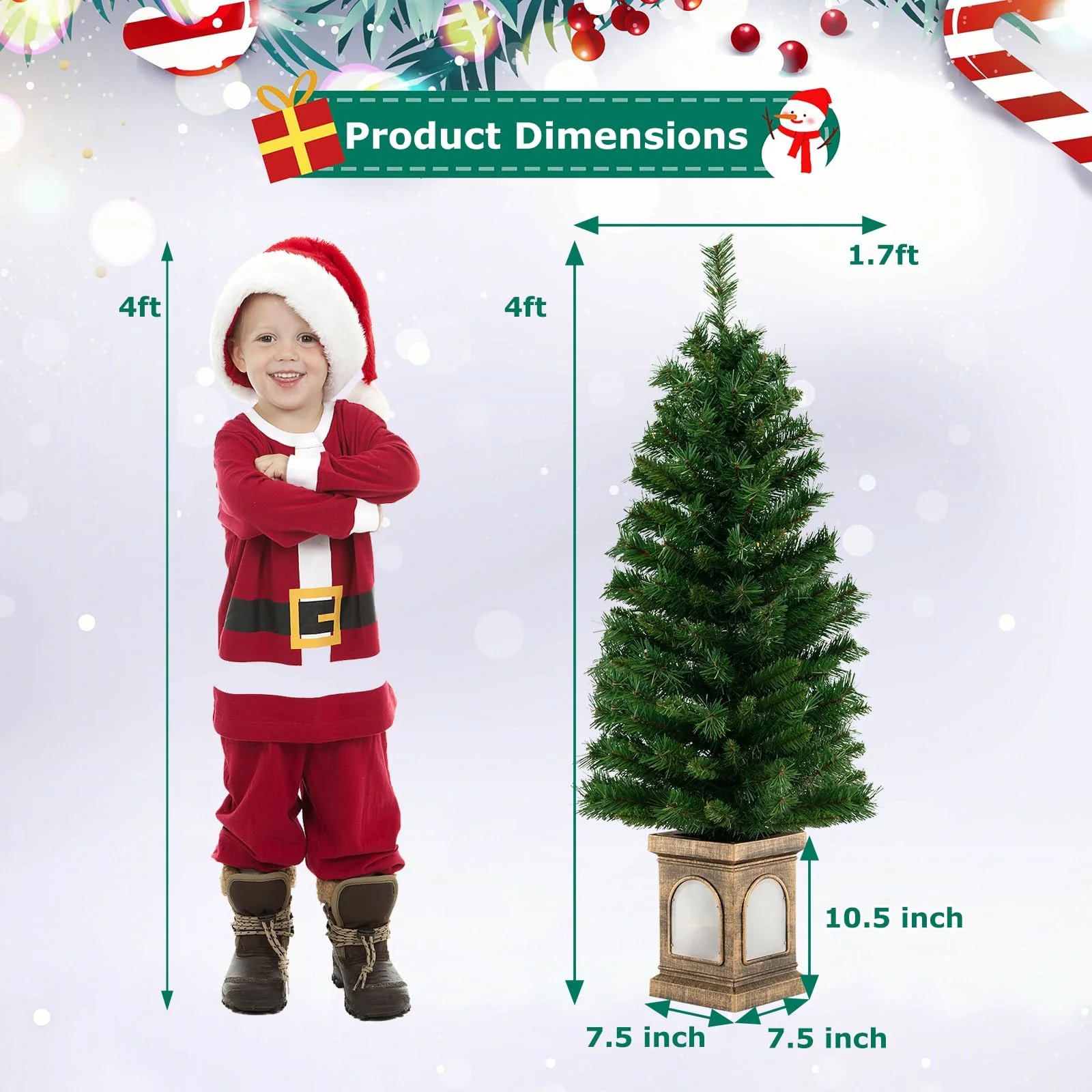 Goplus 4ft Pre-Lit Christmas Tree for Entrances - Image 8