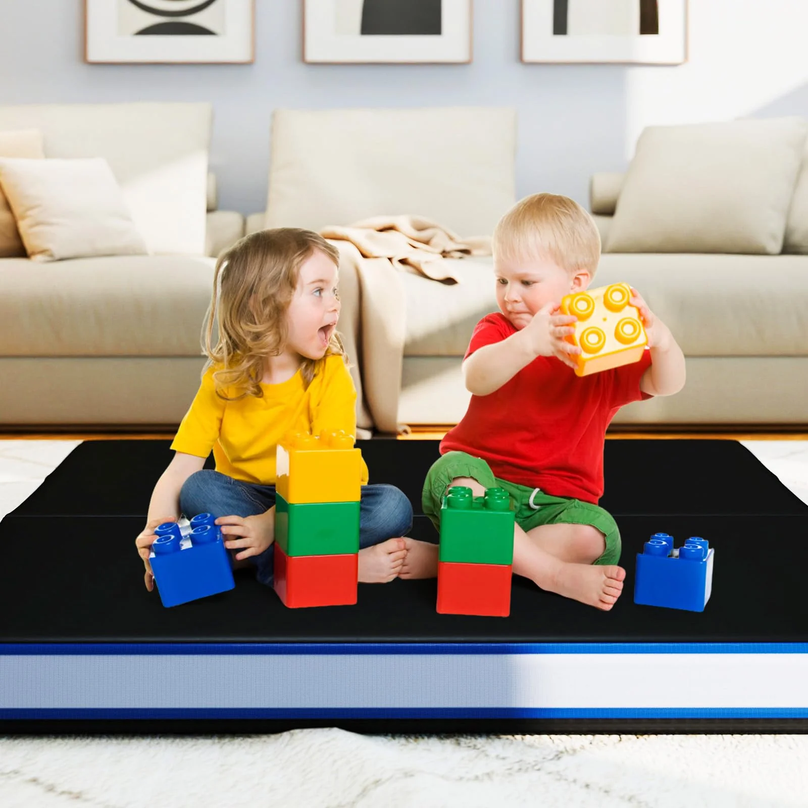 Goplus 4ft x 4ft x 4in Thickened Bi-Fold Fitness Mat with Carrying Handles & PU Leather Cover - Image 6
