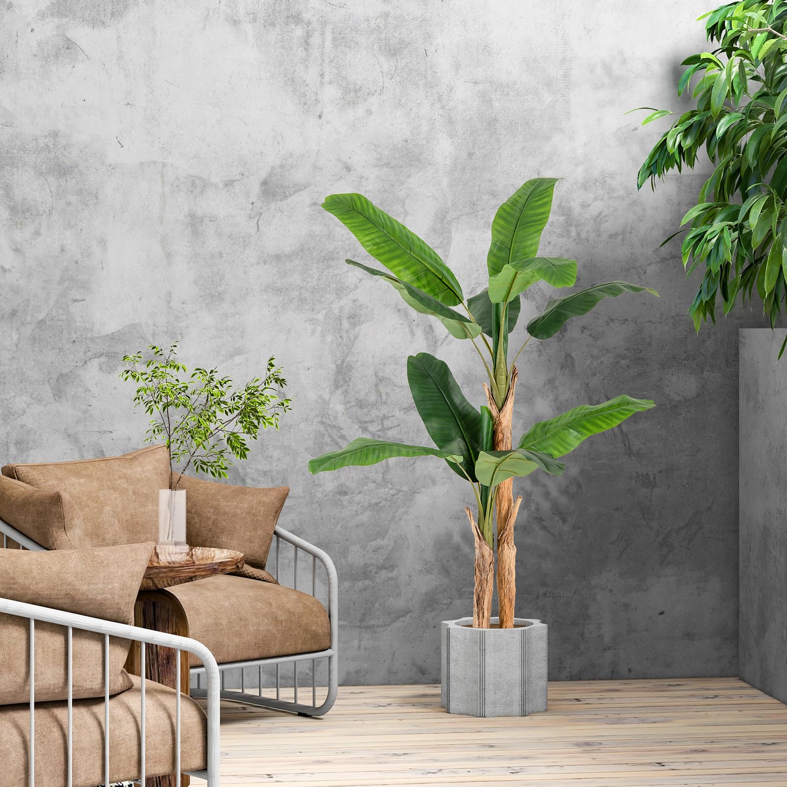 Goplus 5.5 FT Tall Artificial Banana Tree - Image 3