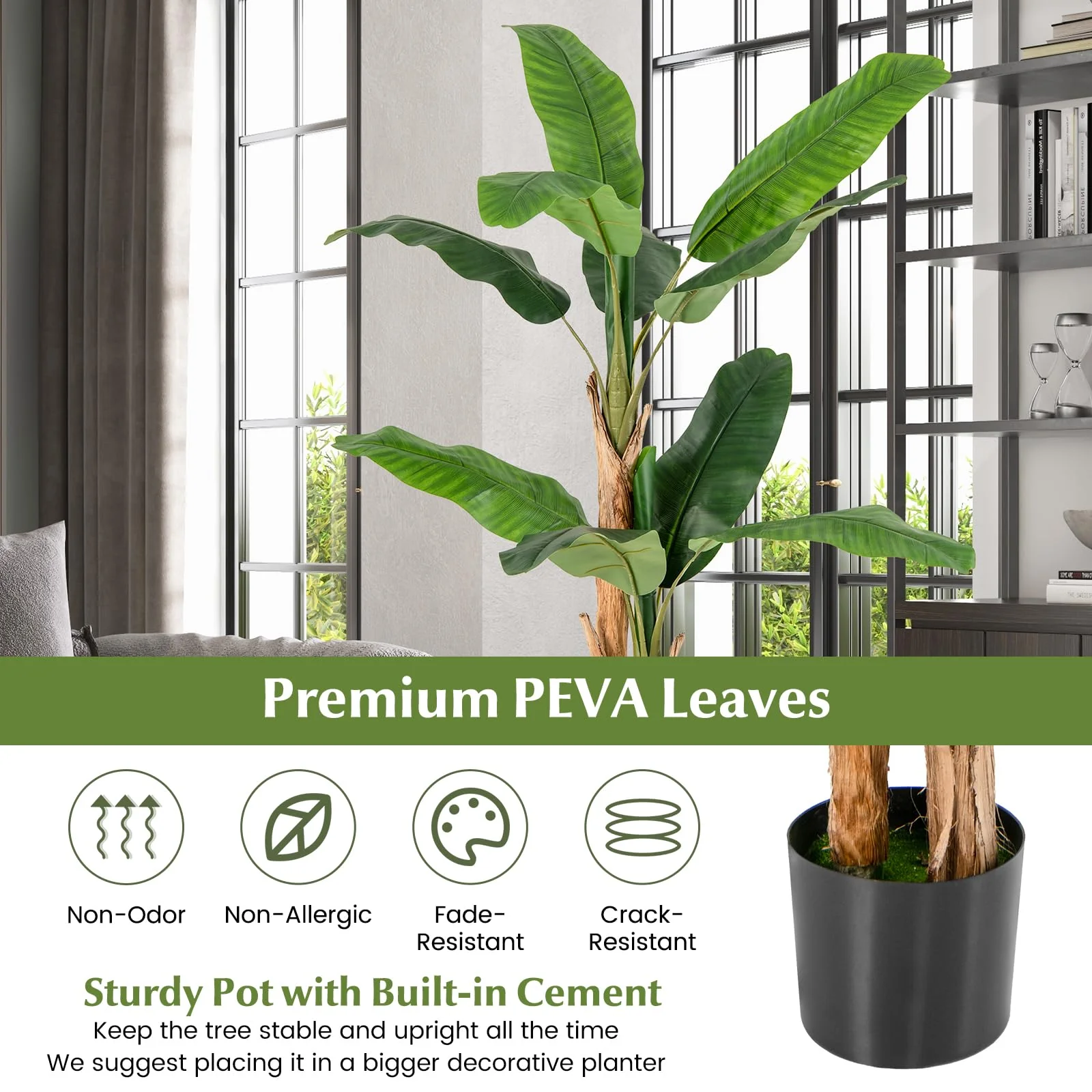 Goplus 5.5 FT Tall Artificial Banana Tree - Image 4