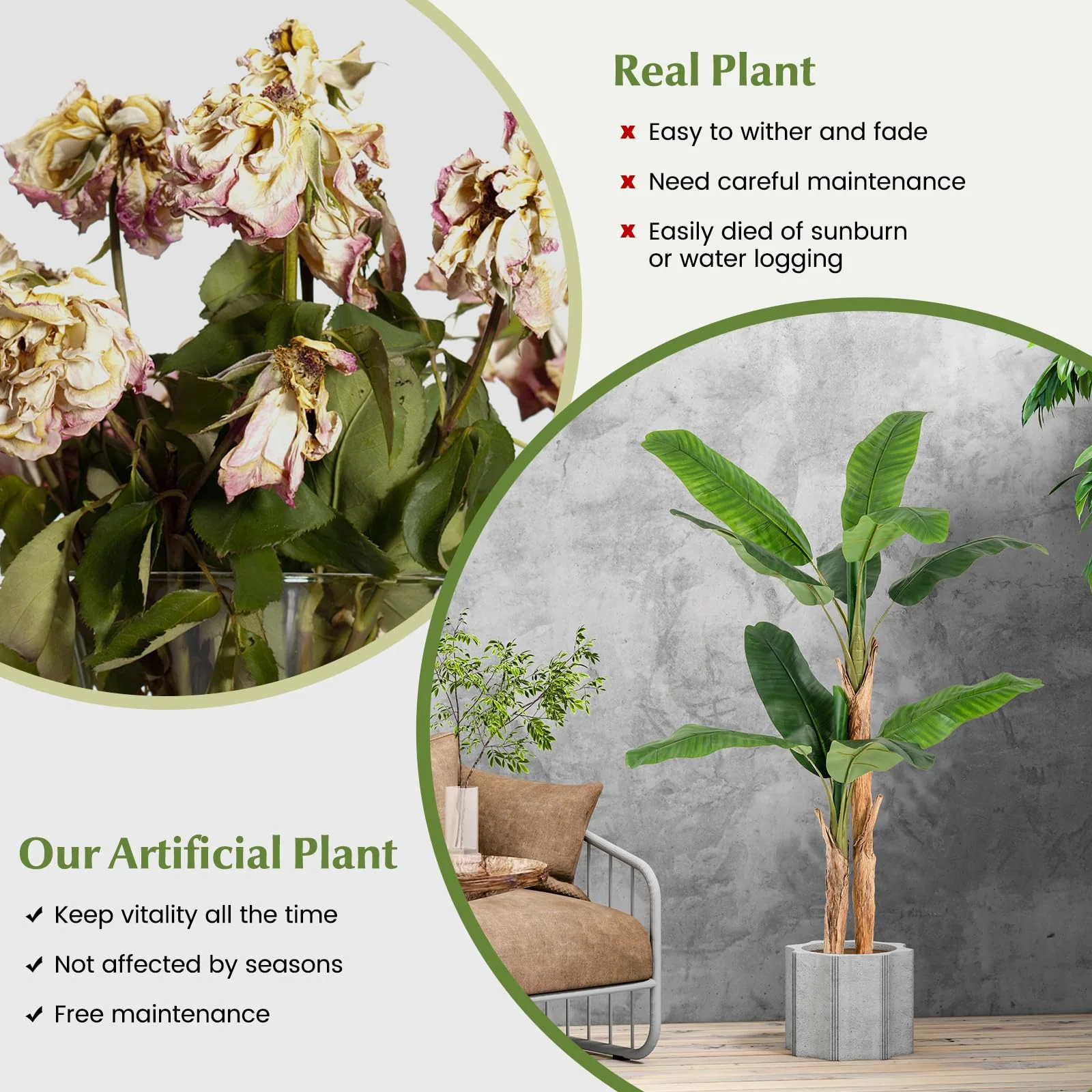 Goplus 5.5 FT Tall Artificial Banana Tree - Image 6