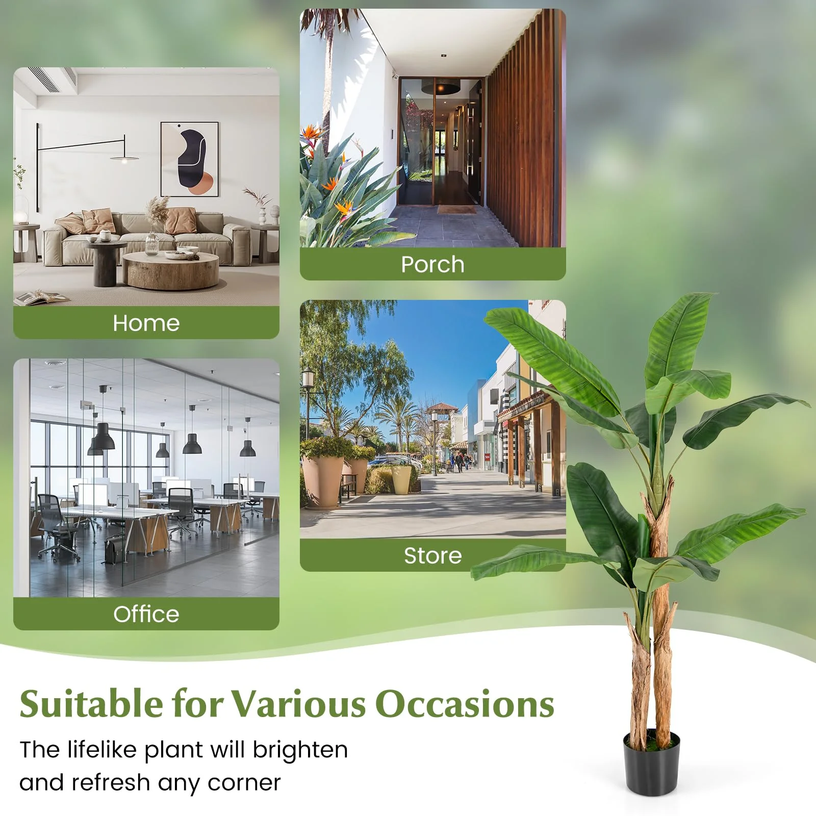 Goplus 5.5 FT Tall Artificial Banana Tree - Image 9