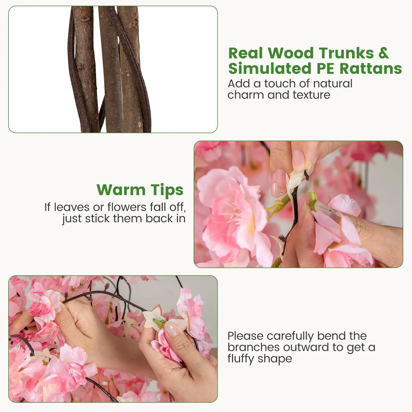 Goplus 5.5FT Artificial Cherry Blossom Tree Faux Floral Plant Blooming Tree in Nursery Pot - Image 5