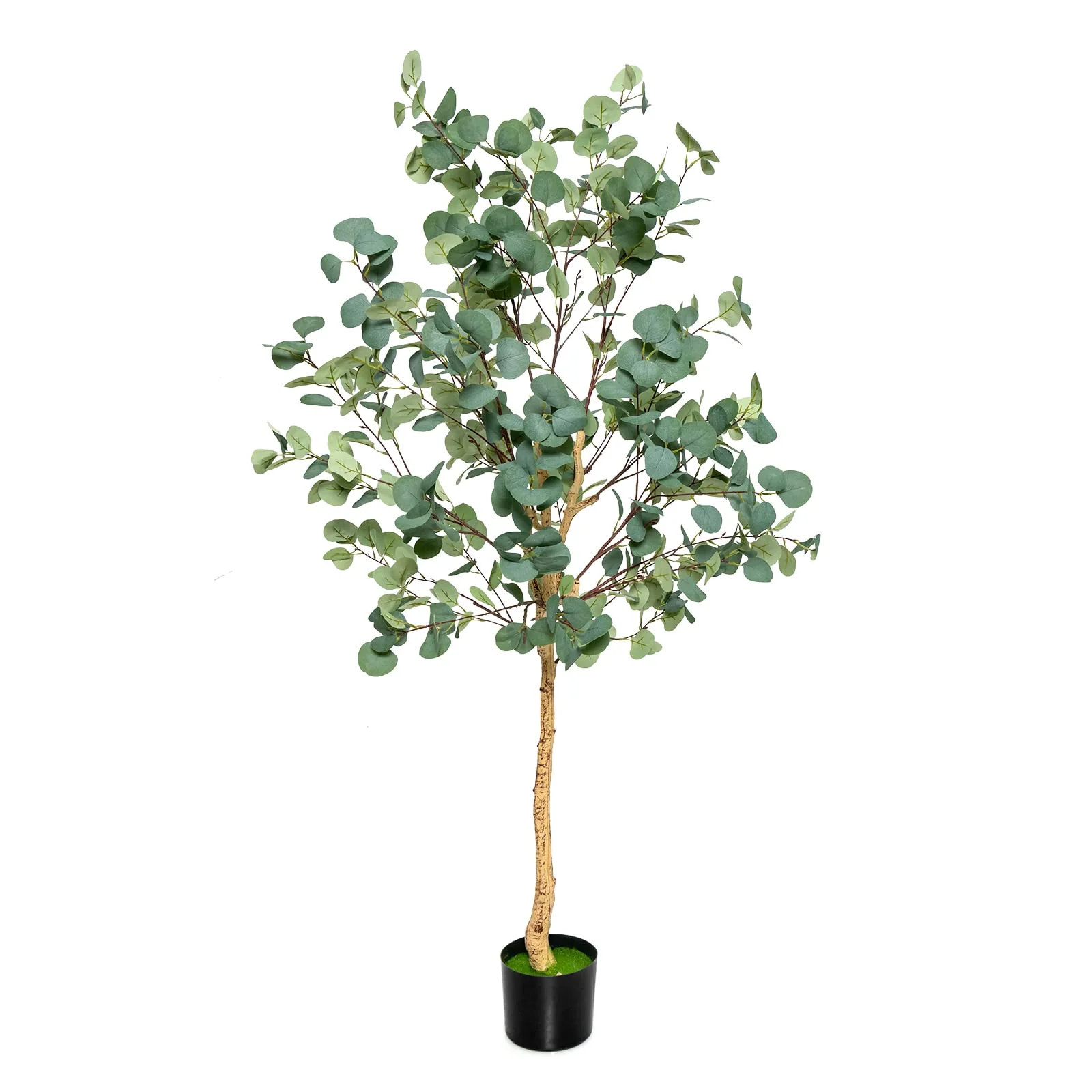 Goplus 5.5ft Artificial Eucalyptus Tree, Tall Faux Eucalyptus Stems Fake Plants in Pot with 517 Silver Dollar Leaves