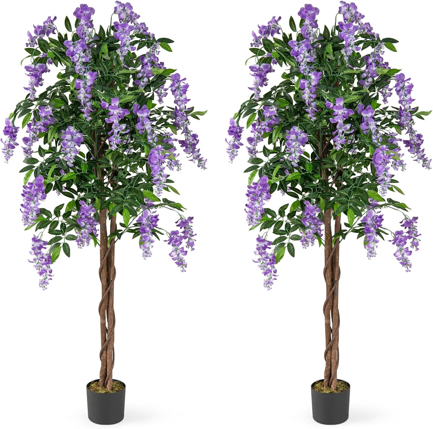 Goplus 5.5FT Faux Wisteria Tree in Nursery Pot with Blooming Flowers - Image 12