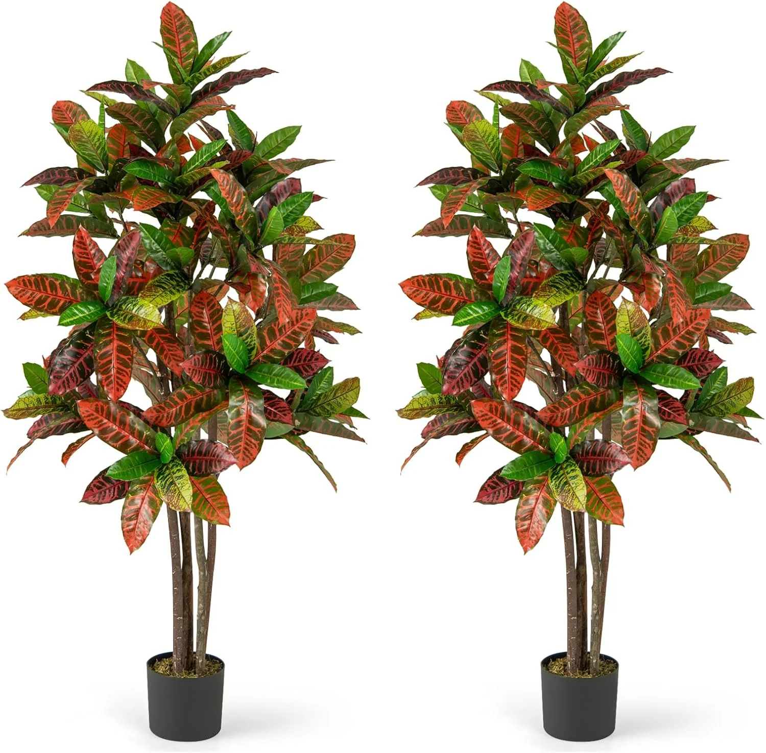 Goplus 5 FT Tall Artificial Croton Palm Tree in Pot with Gradient Leaves - Image 9