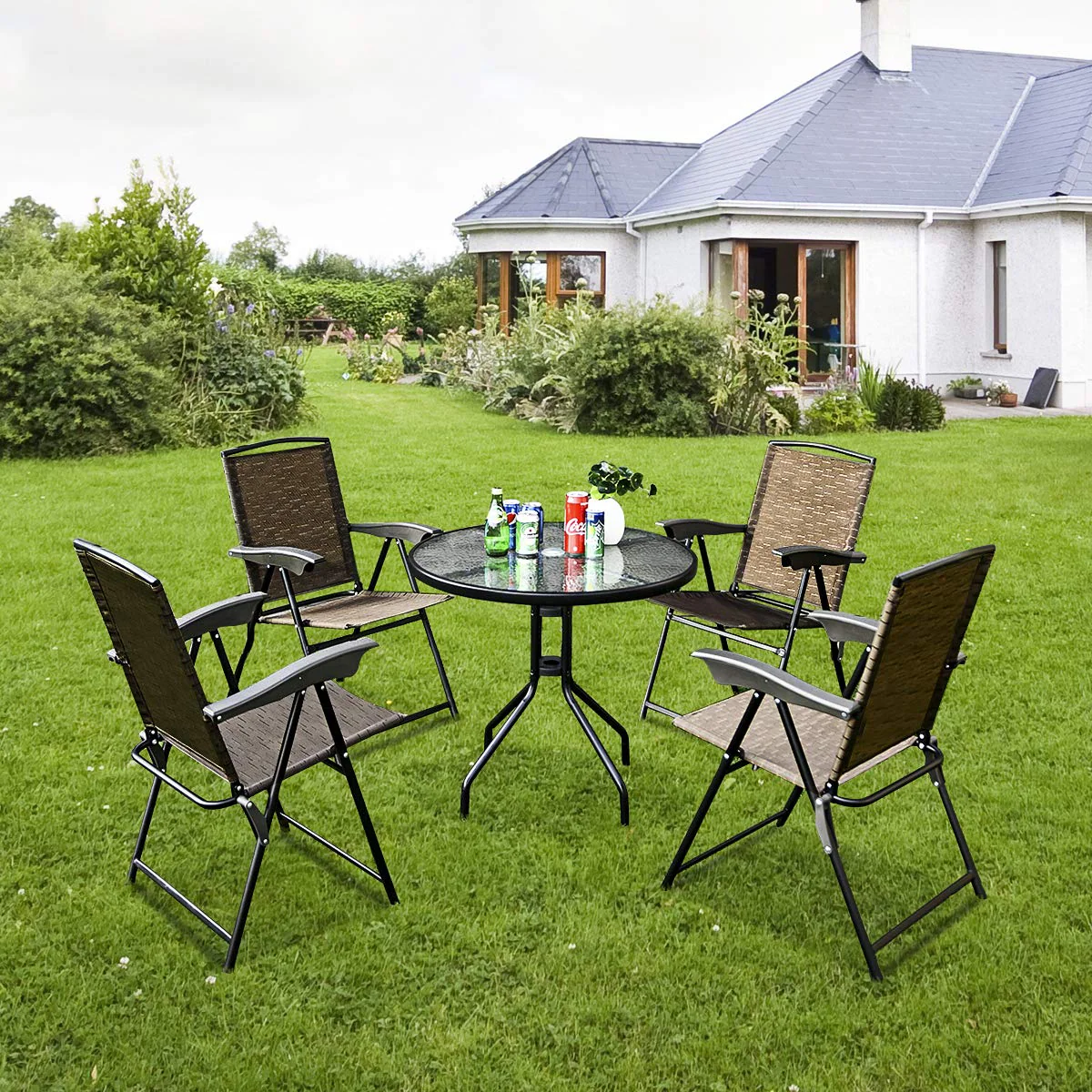 Goplus 5-Piece Bistro Set Outdoor Patio Furniture - Image 3