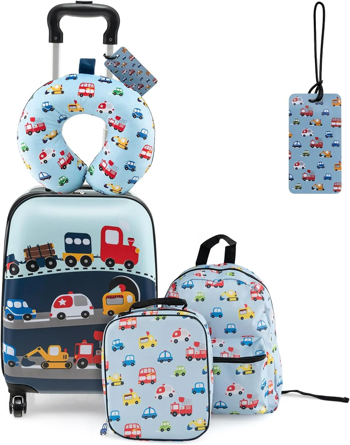 Goplus 5 Piece Kid’s Luggage Set, 15” Carry on Suitcase w/13” Backpack, Neck Pillow, Lunch Bag - Image 6