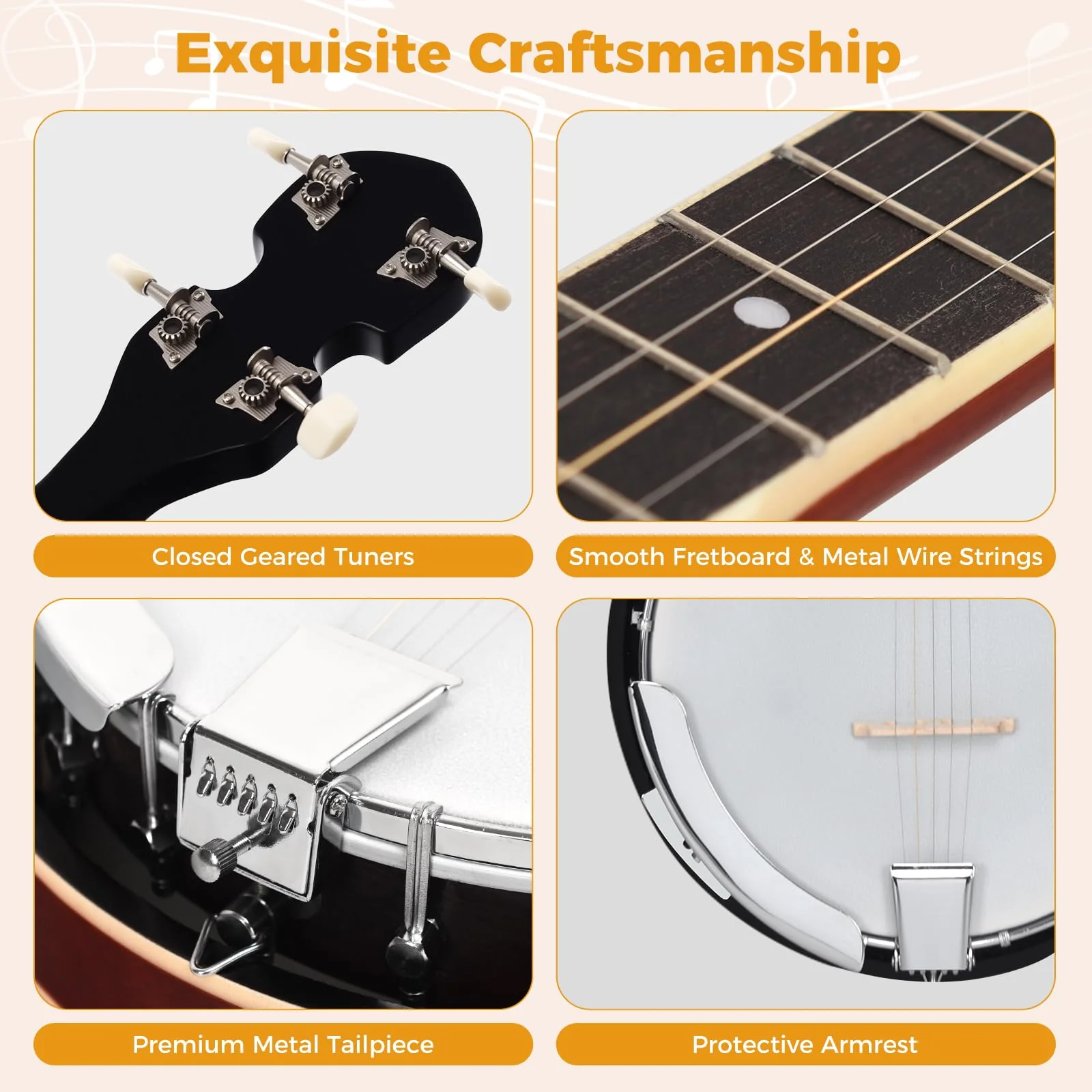 Goplus 5-String Banjo with Remo Drumhead - Image 3
