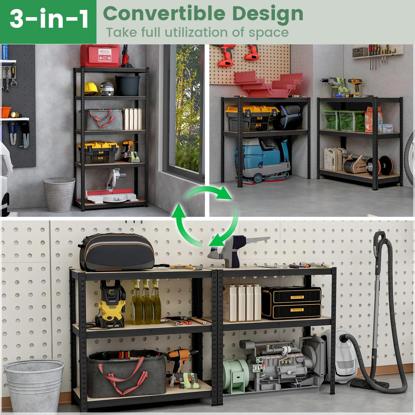 Goplus 5 Tier Adjustable Garage Shelving Unit Multipurpose Organizing Shelf - Image 4