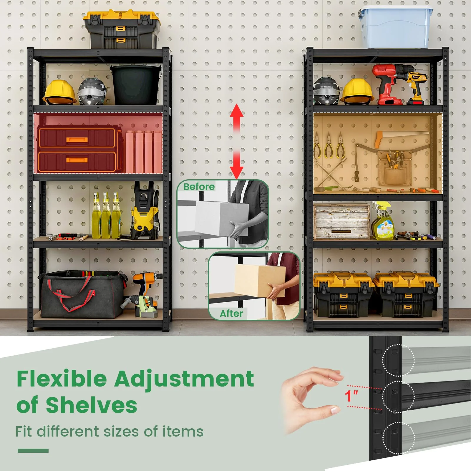 Goplus 5 Tier Adjustable Garage Shelving Unit Multipurpose Organizing Shelf - Image 5