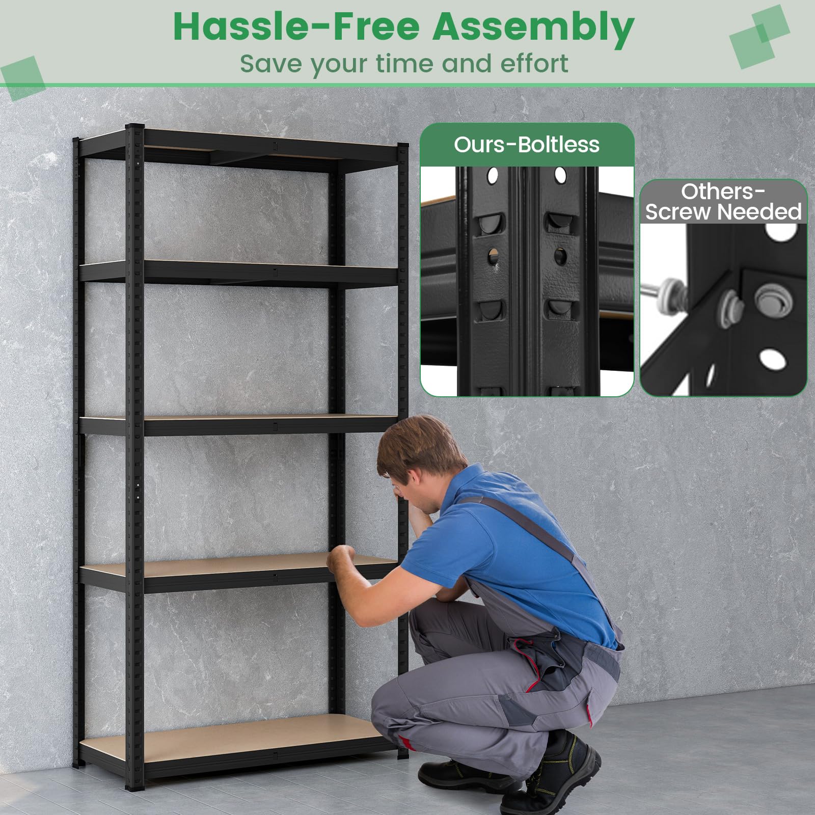 Goplus 5 Tier Adjustable Garage Shelving Unit Multipurpose Organizing Shelf - Image 6