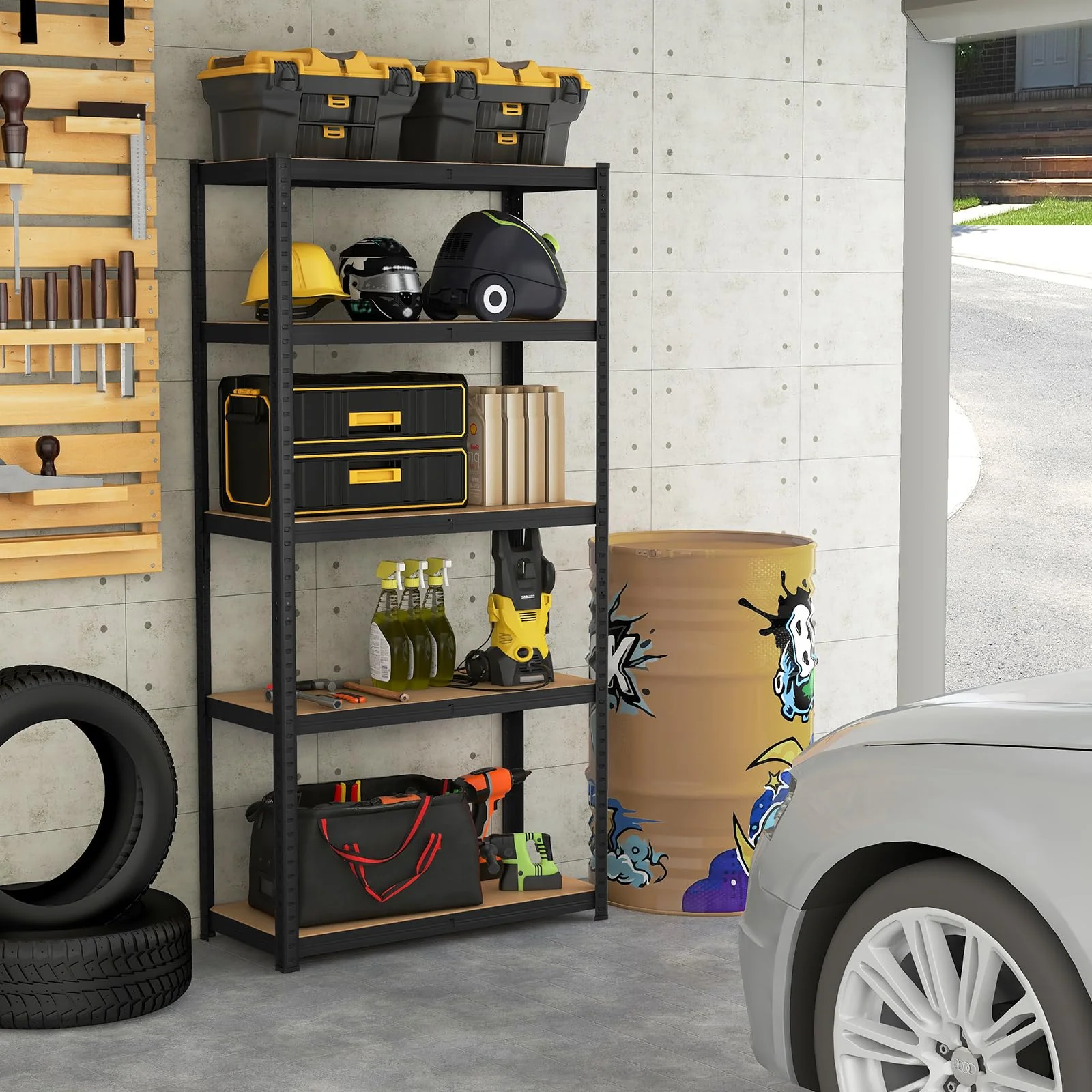 Goplus 5 Tier Adjustable Garage Shelving Unit Multipurpose Organizing Shelf - Image 8