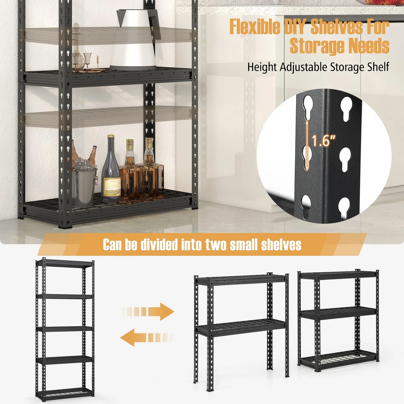 Goplus 5-Tier Metal Shelving Unit - Image 6