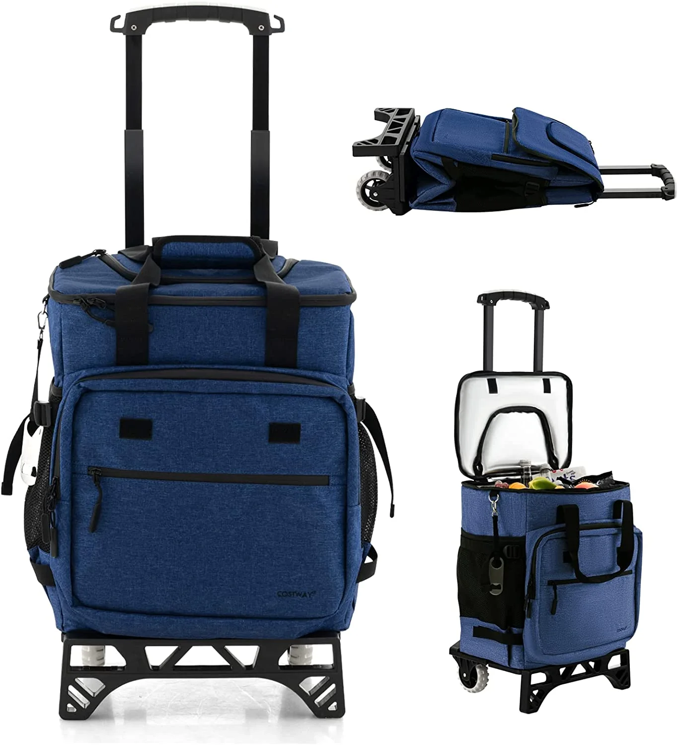 Goplus 50-Can Collapsible Rolling Cooler, 3-in-1 Portable Insulated Soft Cooler Bag w/Movable Wheels - Image 10