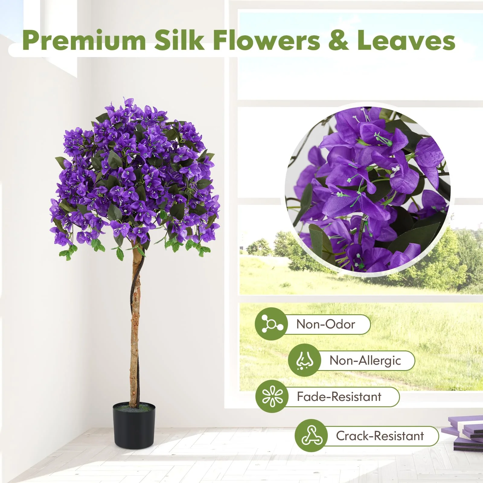 Goplus 53” Bougainvillea Artificial Tree with 576 Flowers - Image 3