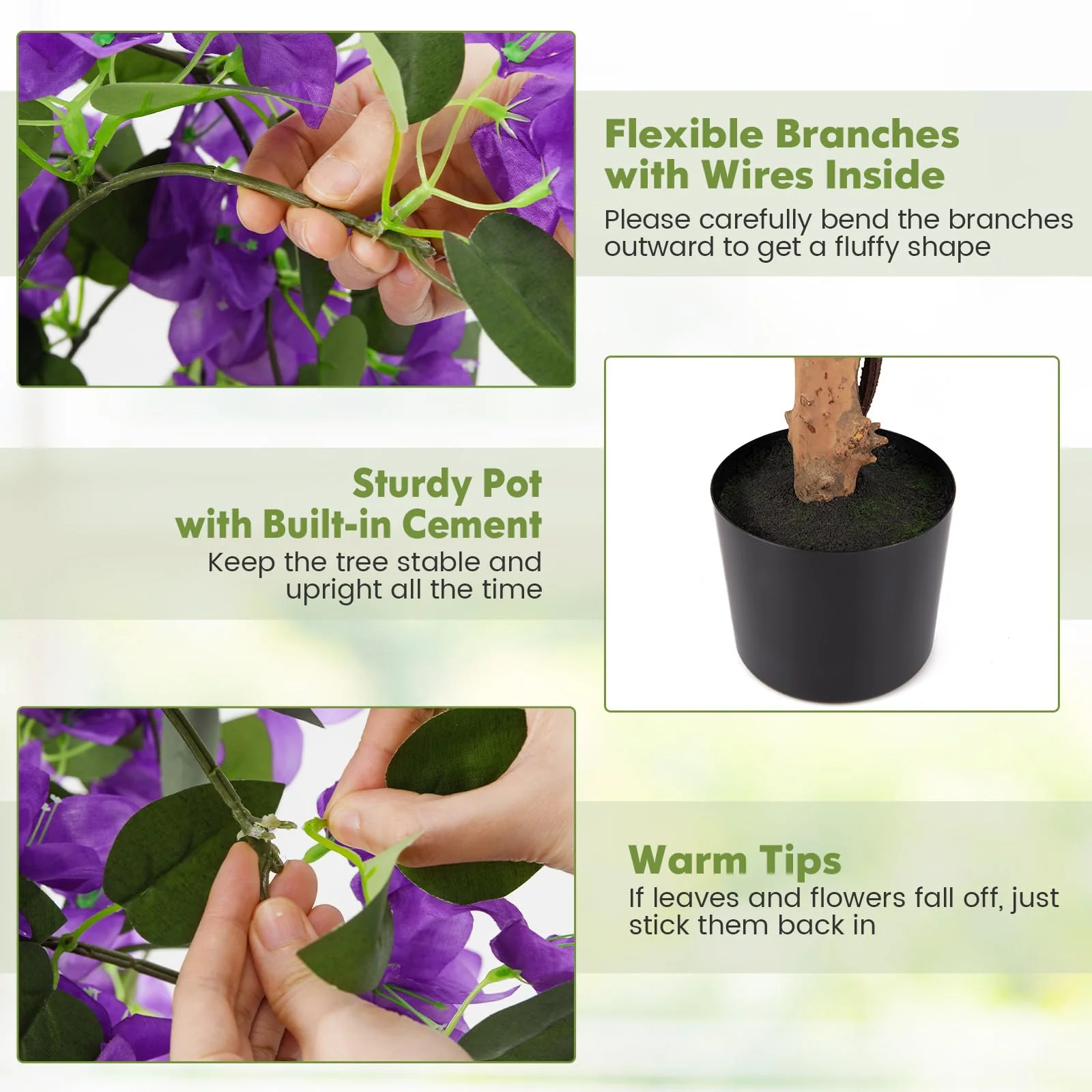 Goplus 53” Bougainvillea Artificial Tree with 576 Flowers - Image 5