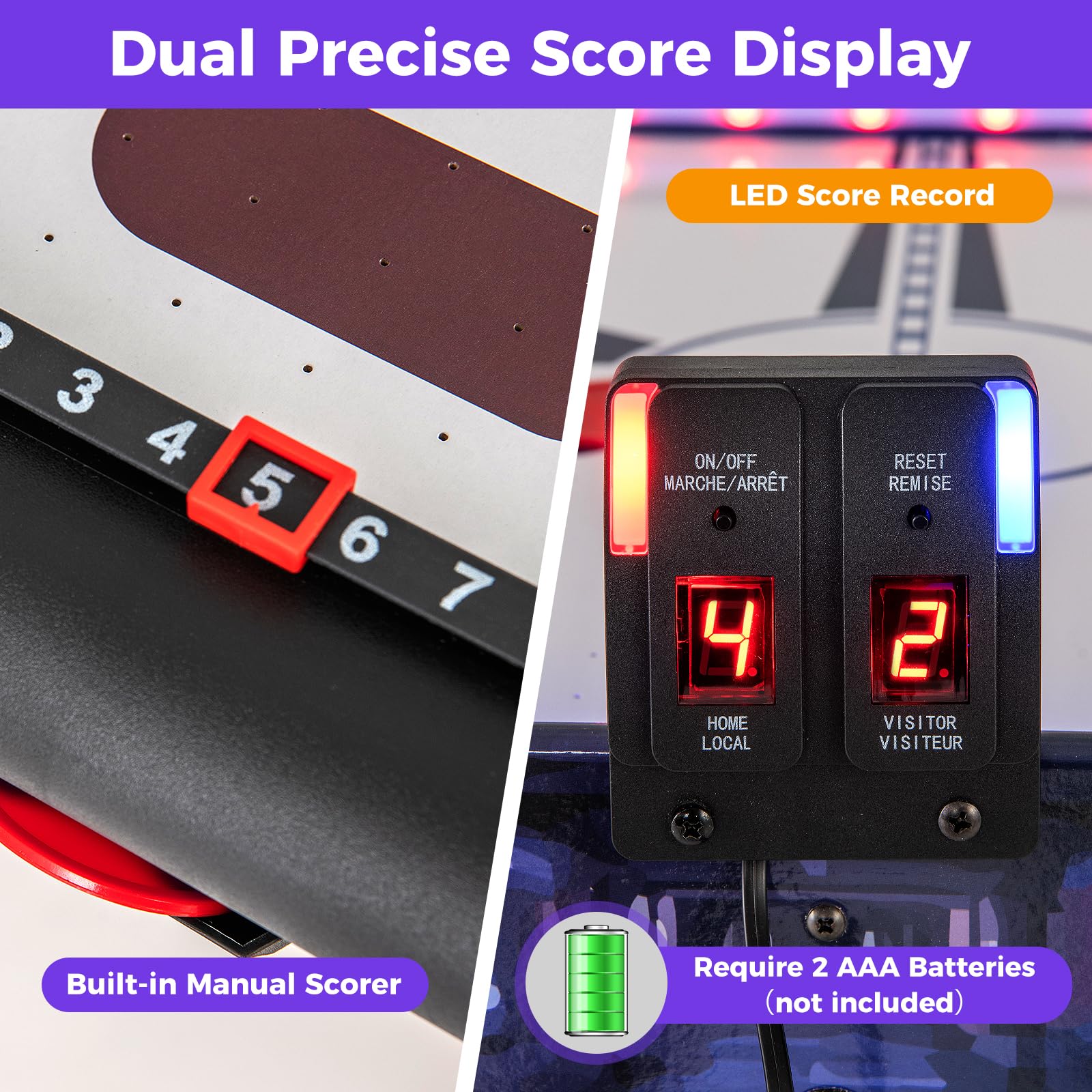 Goplus 54" Air Hockey Table, Hockey Game Table w/LED Scoreboard, Lights, 2 Pucks, 2 Pushers - Image 6