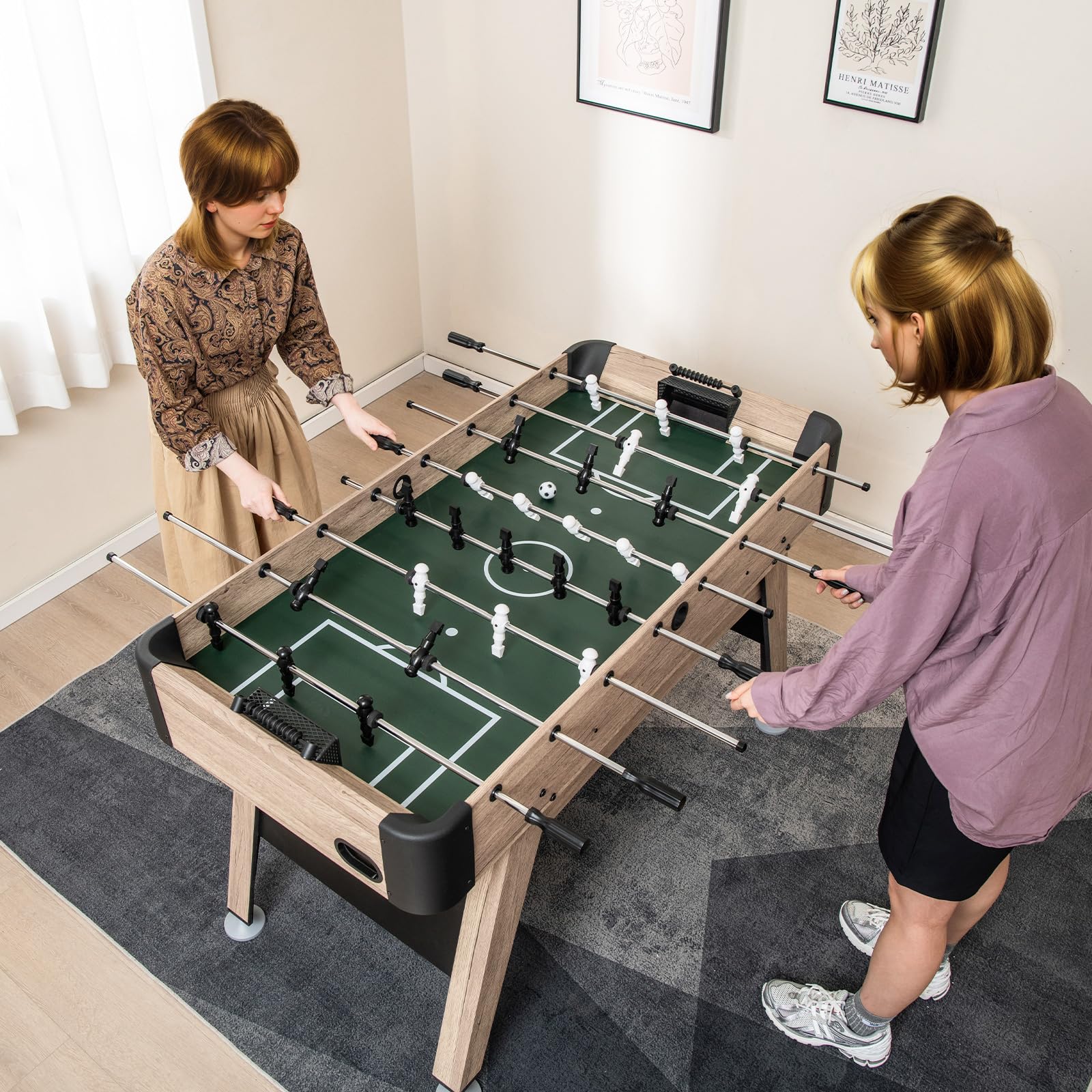 Goplus 54â Foosball Table for Adults, Competition Full Size Soccer Game Table with 2 Balls, 26 Players - Image 2