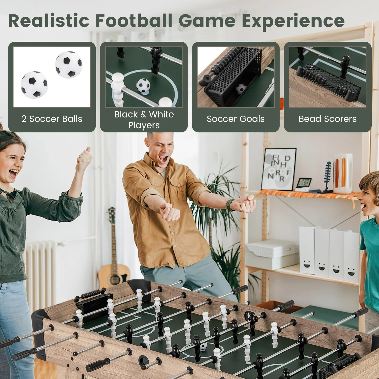 Goplus 54â Foosball Table for Adults, Competition Full Size Soccer Game Table with 2 Balls, 26 Players - Image 3