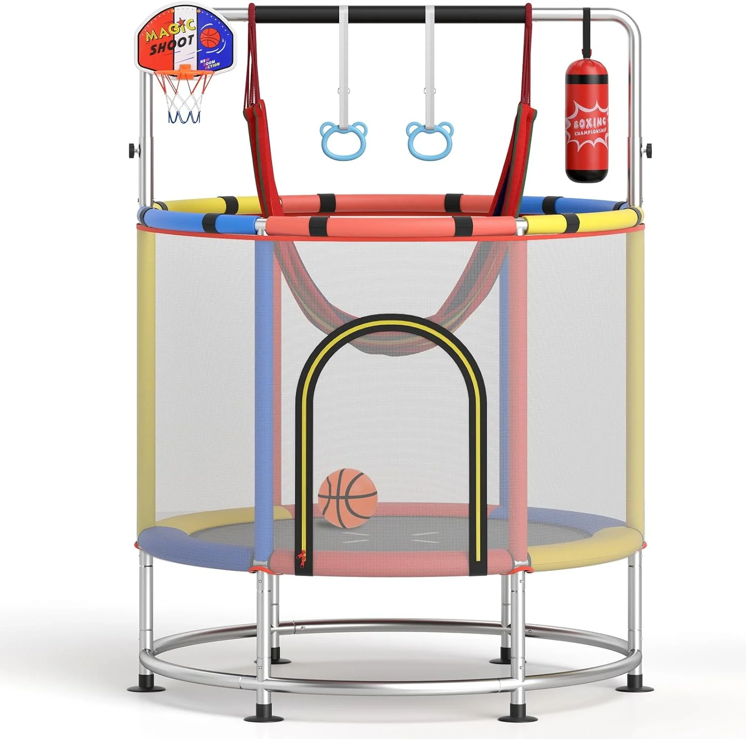 Goplus 55" Mini Trampoline for Kids Up to 440LBS with Hammock & Safety Net - Image 12