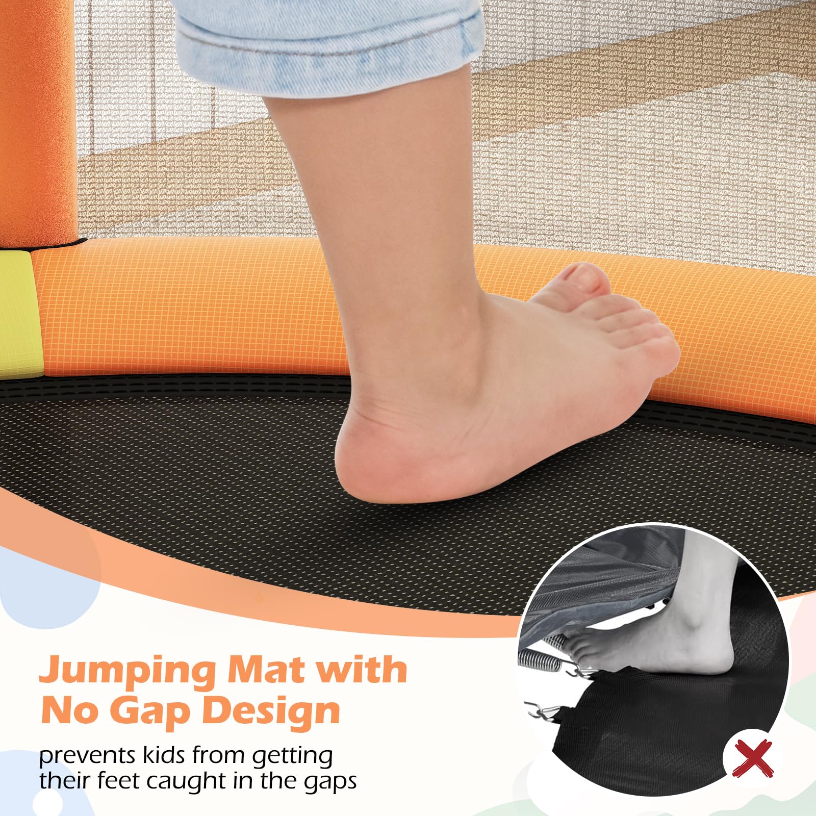 Goplus 55" Mini Trampoline for Kids Up to 440LBS with Hammock & Safety Net - Image 6