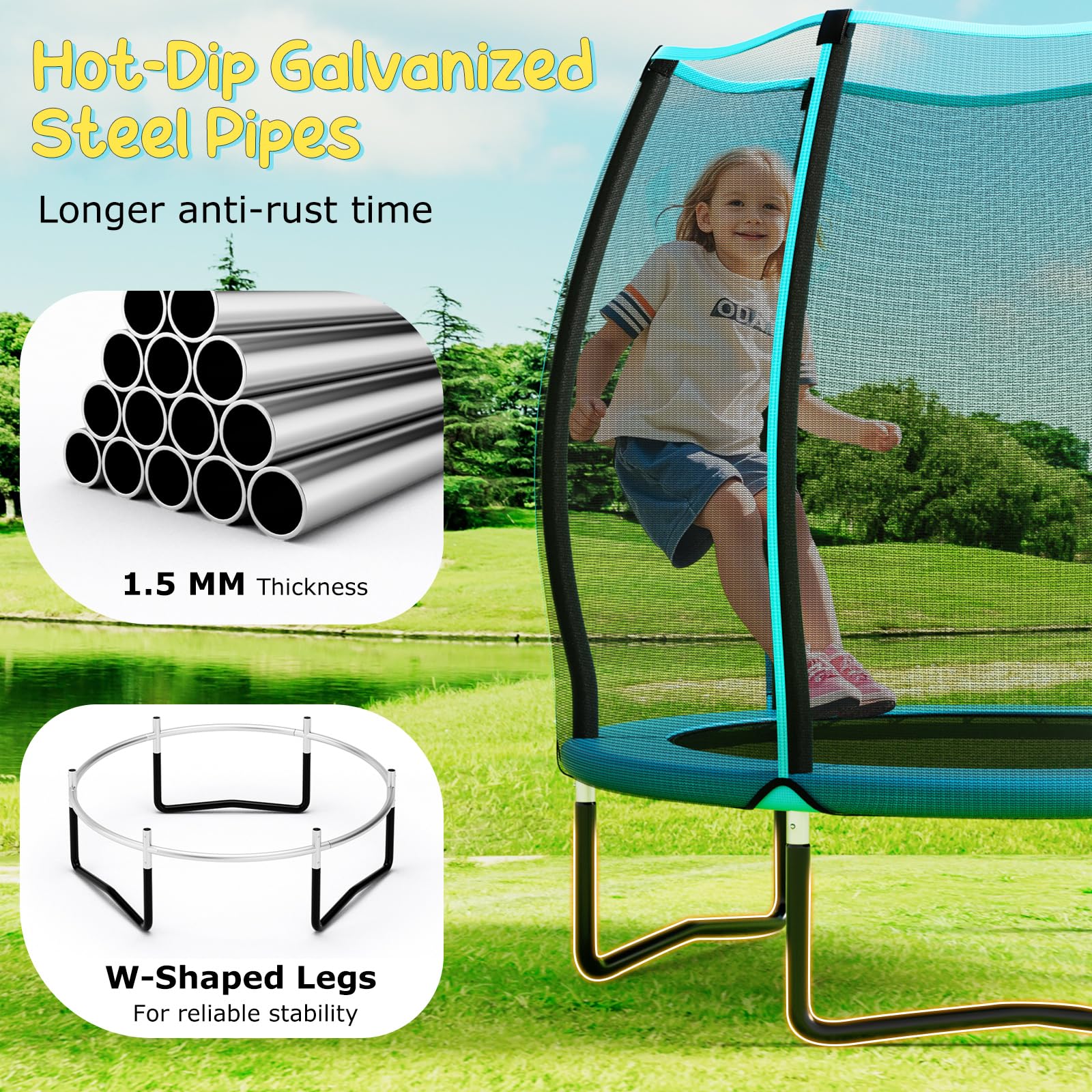 Goplus 55" Trampoline for Kids, ASTM Approved Toddler Mini Trampoline w/Safety Enclosure Net - Image 2