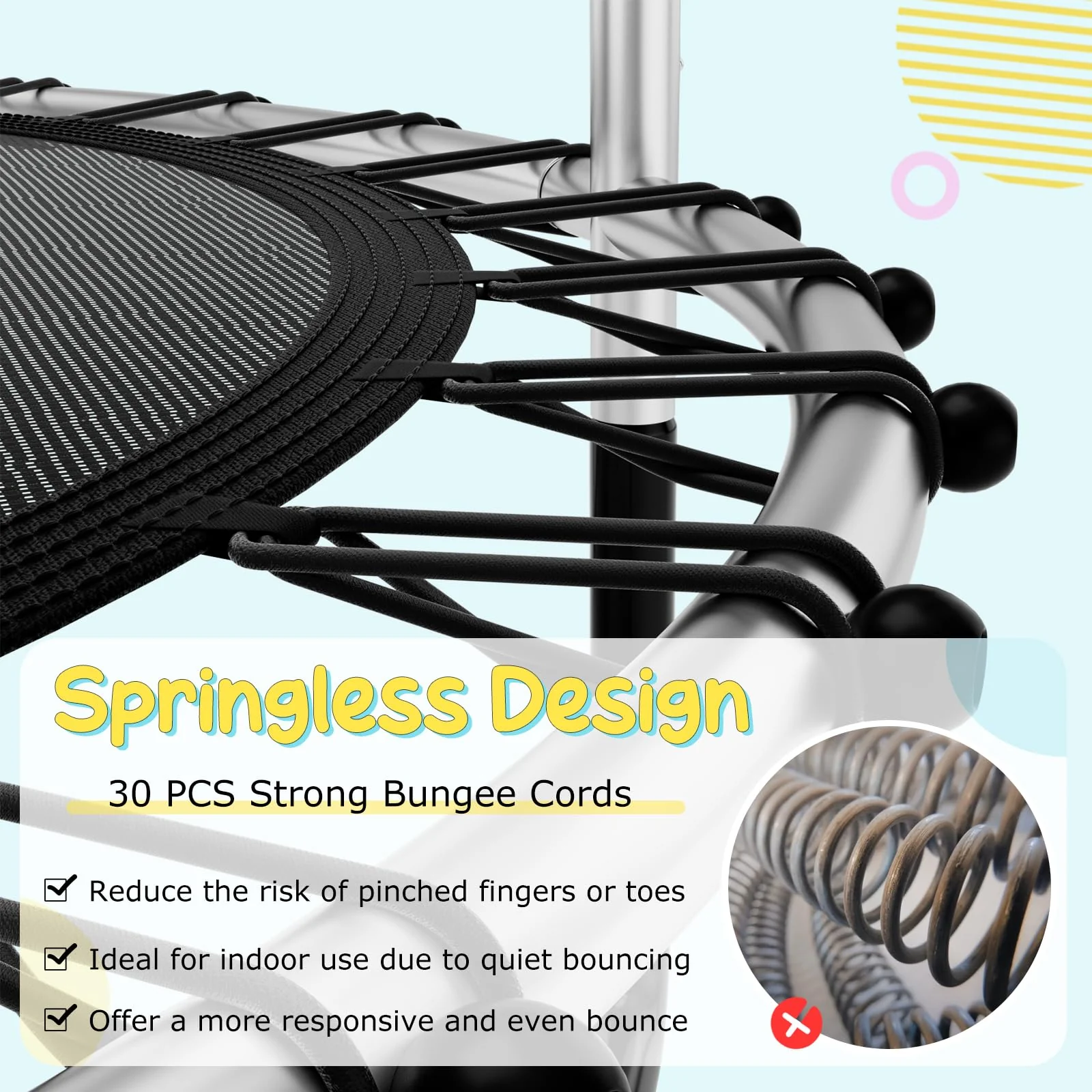 Goplus 55" Trampoline for Kids, ASTM Approved Toddler Mini Trampoline w/Safety Enclosure Net - Image 3