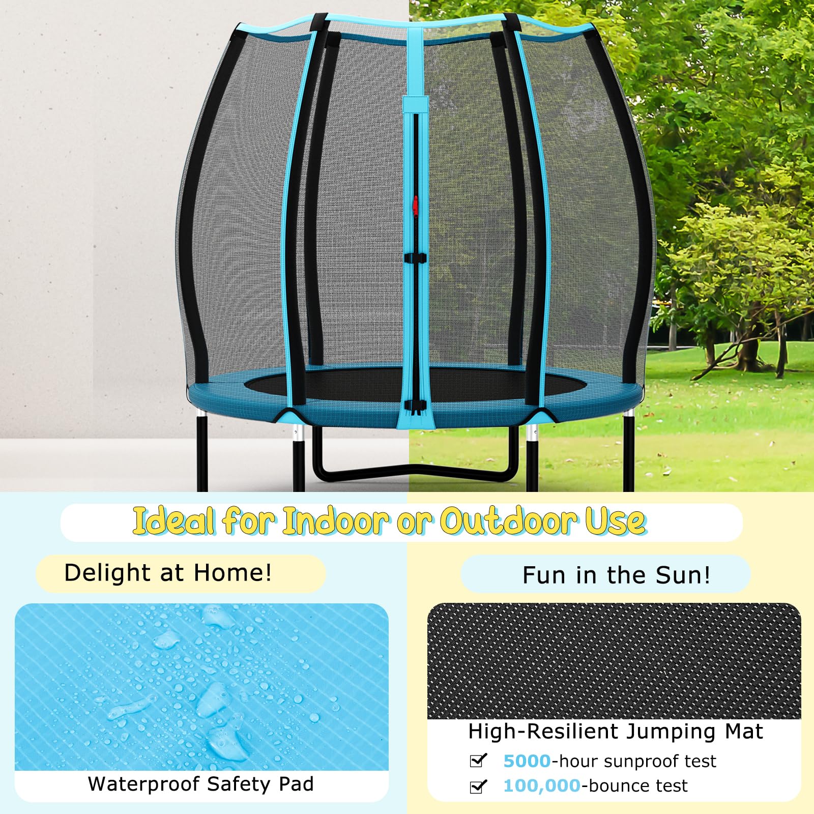 Goplus 55" Trampoline for Kids, ASTM Approved Toddler Mini Trampoline w/Safety Enclosure Net - Image 6