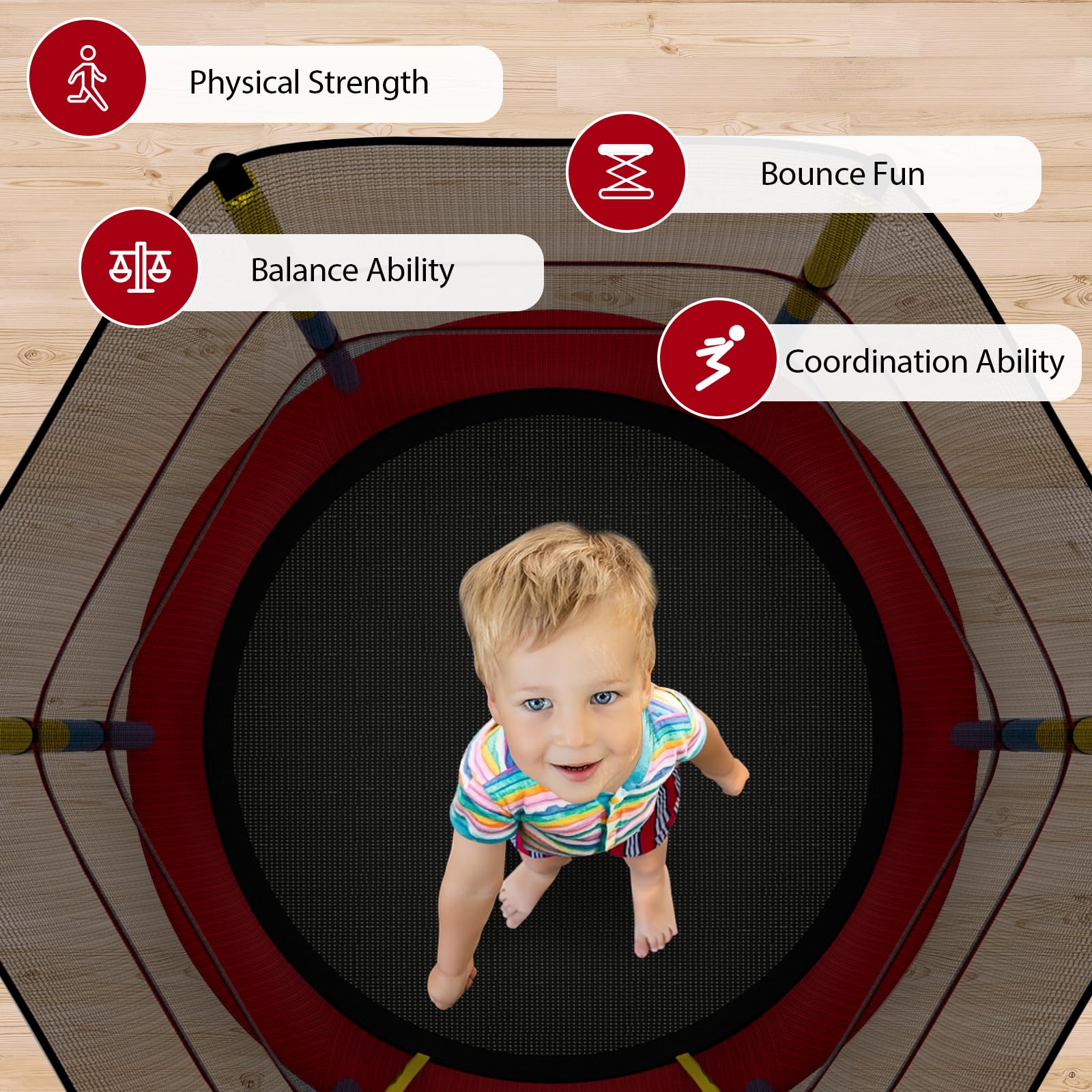 Goplus 55” Trampoline for Kids, ASTM Approved Toddler Trampoline with Safety Enclosure Net - Image 6