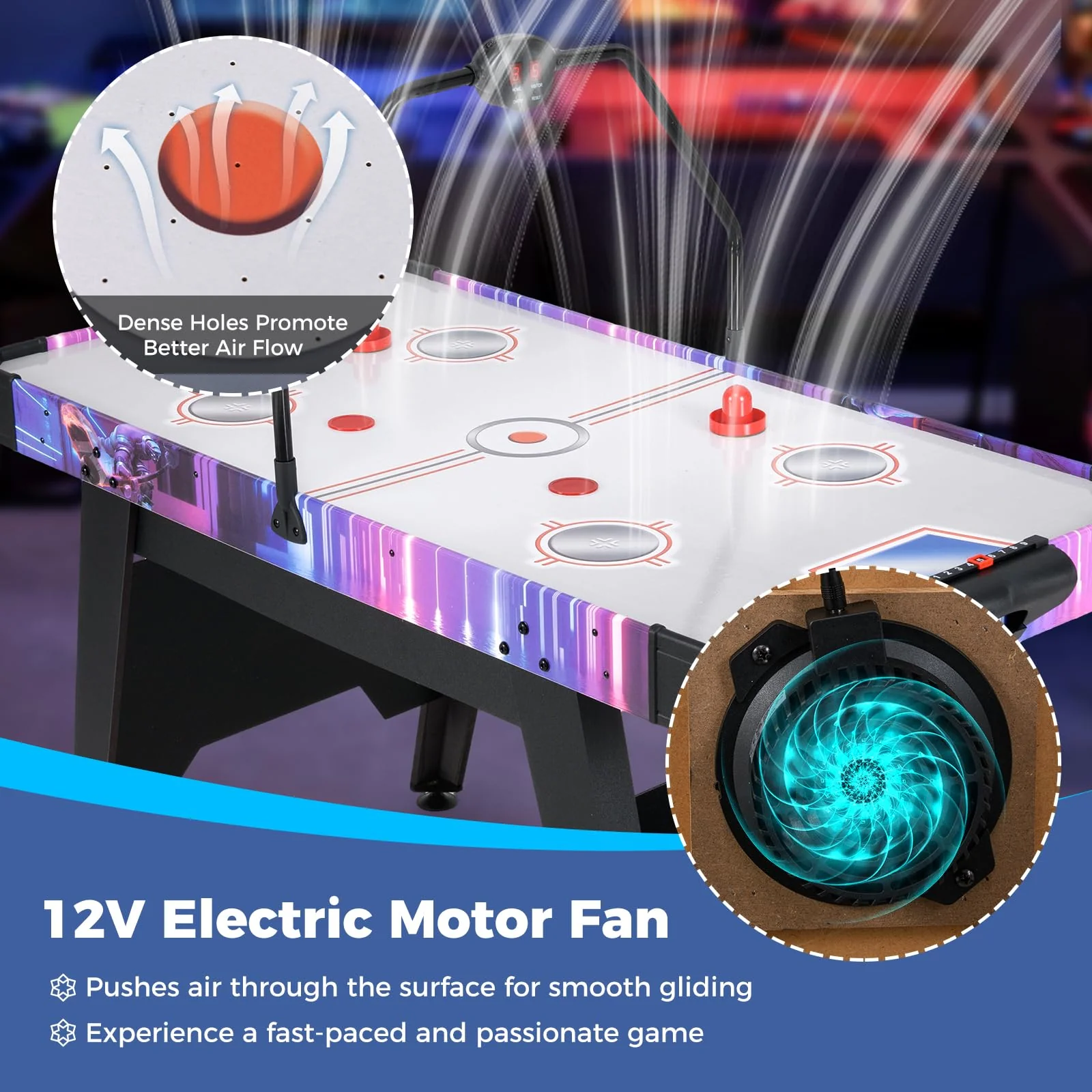 Goplus Air Hockey Arcade Game Table with Digital LED Scoreboard for Home Office - Image 4