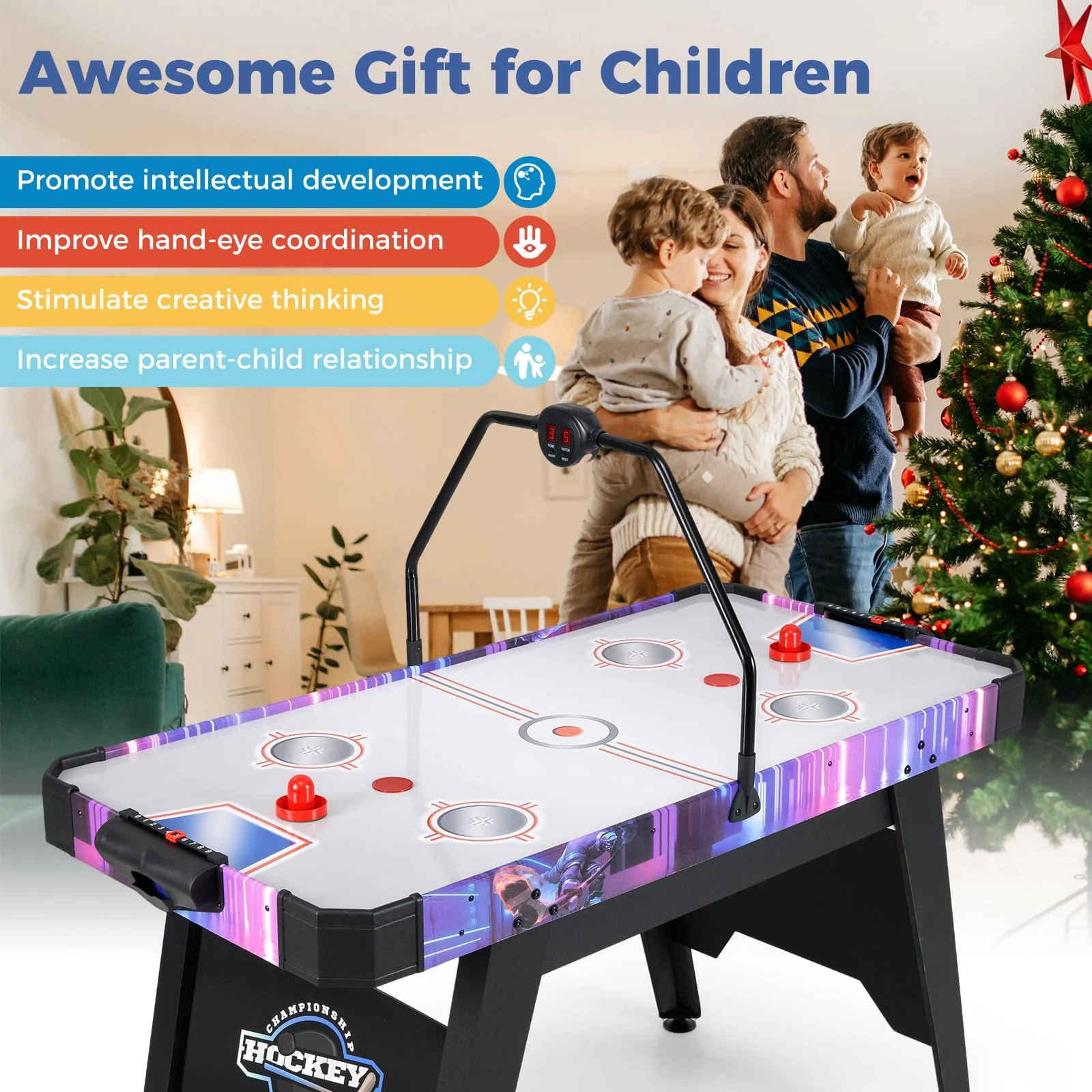 Goplus Air Hockey Arcade Game Table with Digital LED Scoreboard for Home Office - Image 5
