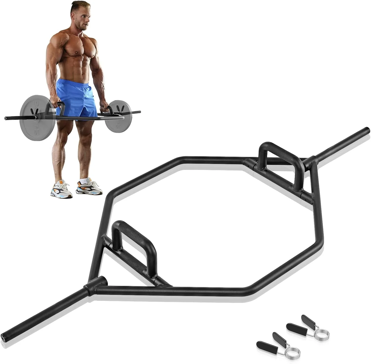 Goplus 56’’ Olympic Hex Trap Bar, Fit 1’’ Weight Plates - Image 10