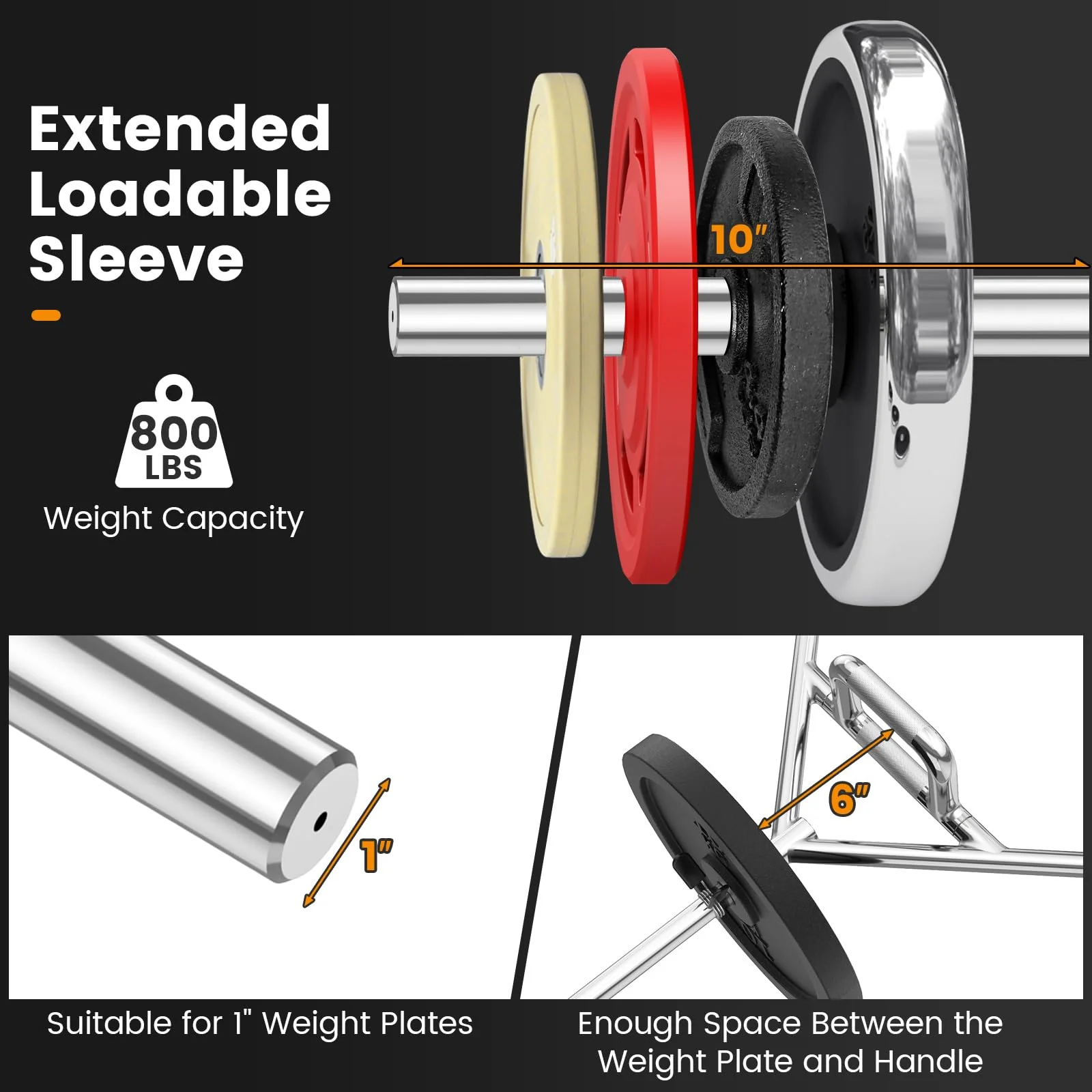 Goplus 56’’ Olympic Hex Trap Bar, Fit 1’’ Weight Plates - Image 5