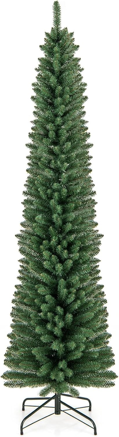 Goplus 5ft / 6ft / 7ft / 8ft Artificial Skinny Xmas Tree with Quick Shape Technology - Image 10